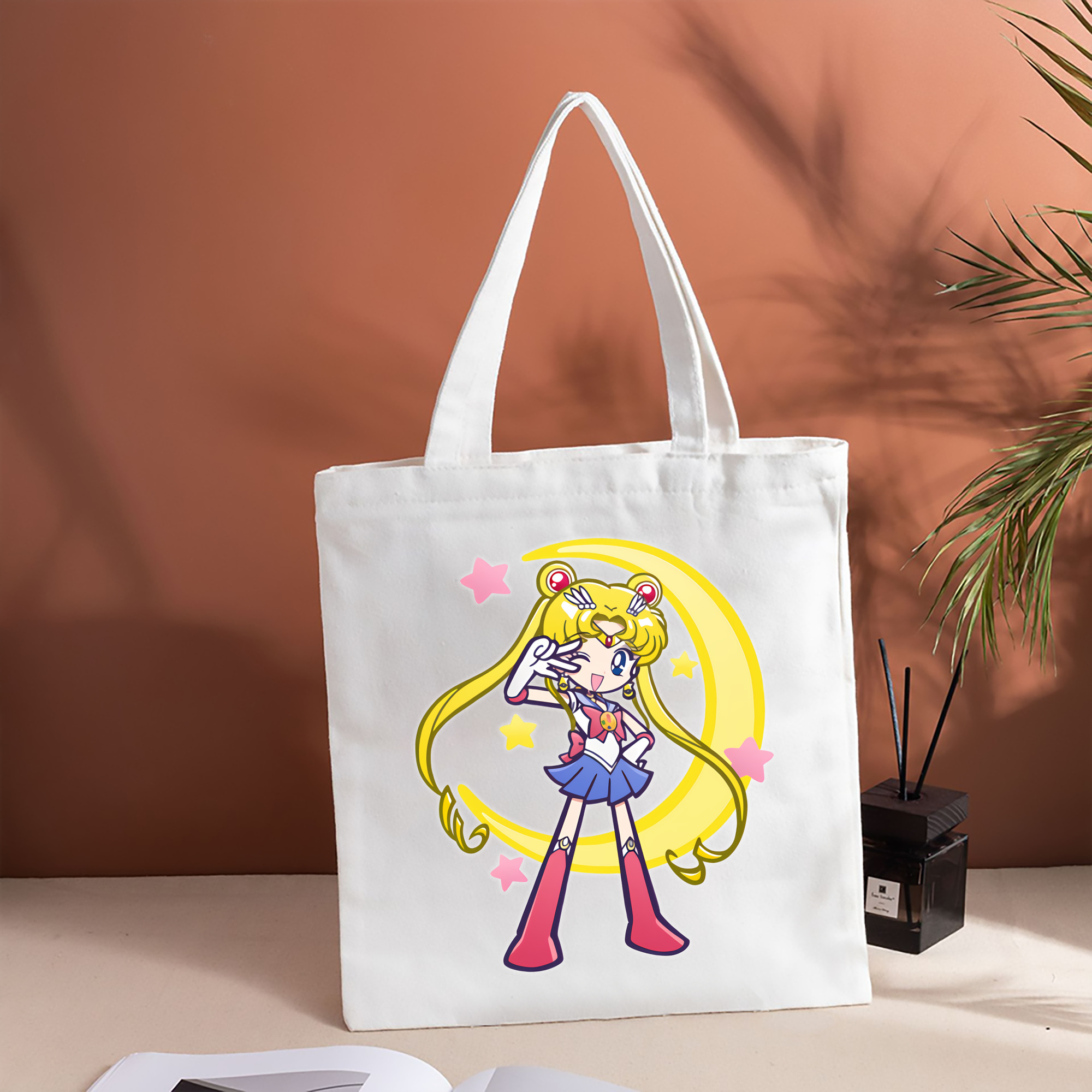 美少女戦士セーラームーン 月野 うさぎ つきの うさぎ Sailor Moon Tsukino Usagi 縦型キャンバス生地手提げバッグ　トートバッグ