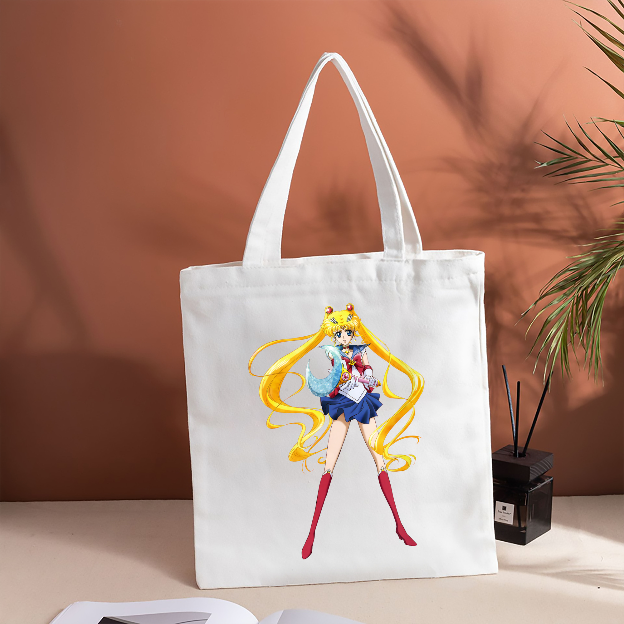 美少女戦士セーラームーン 月野 うさぎ つきの うさぎ Sailor Moon Tsukino Usagi 縦型キャンバス生地手提げバッグ　トートバッグ