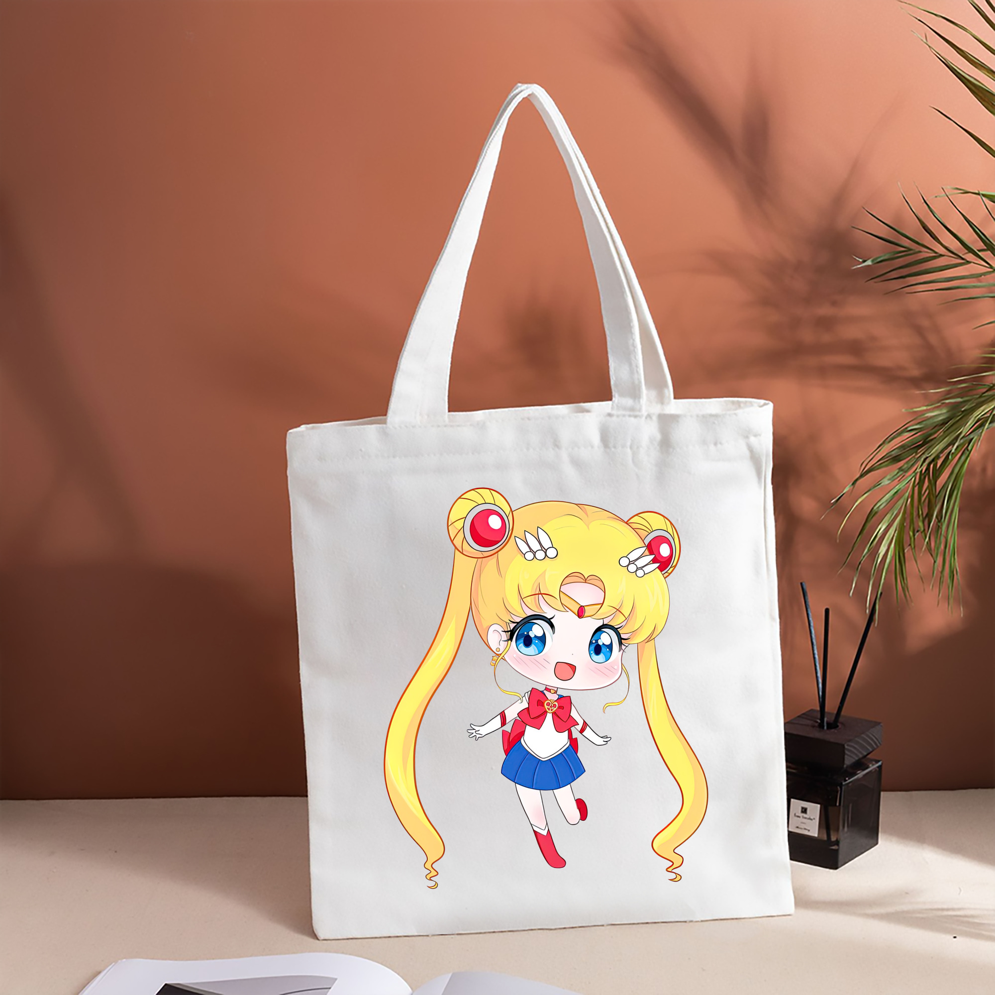 美少女戦士セーラームーン 月野 うさぎ つきの うさぎ Sailor Moon Tsukino Usagi 縦型キャンバス生地手提げバッグ　トートバッグ