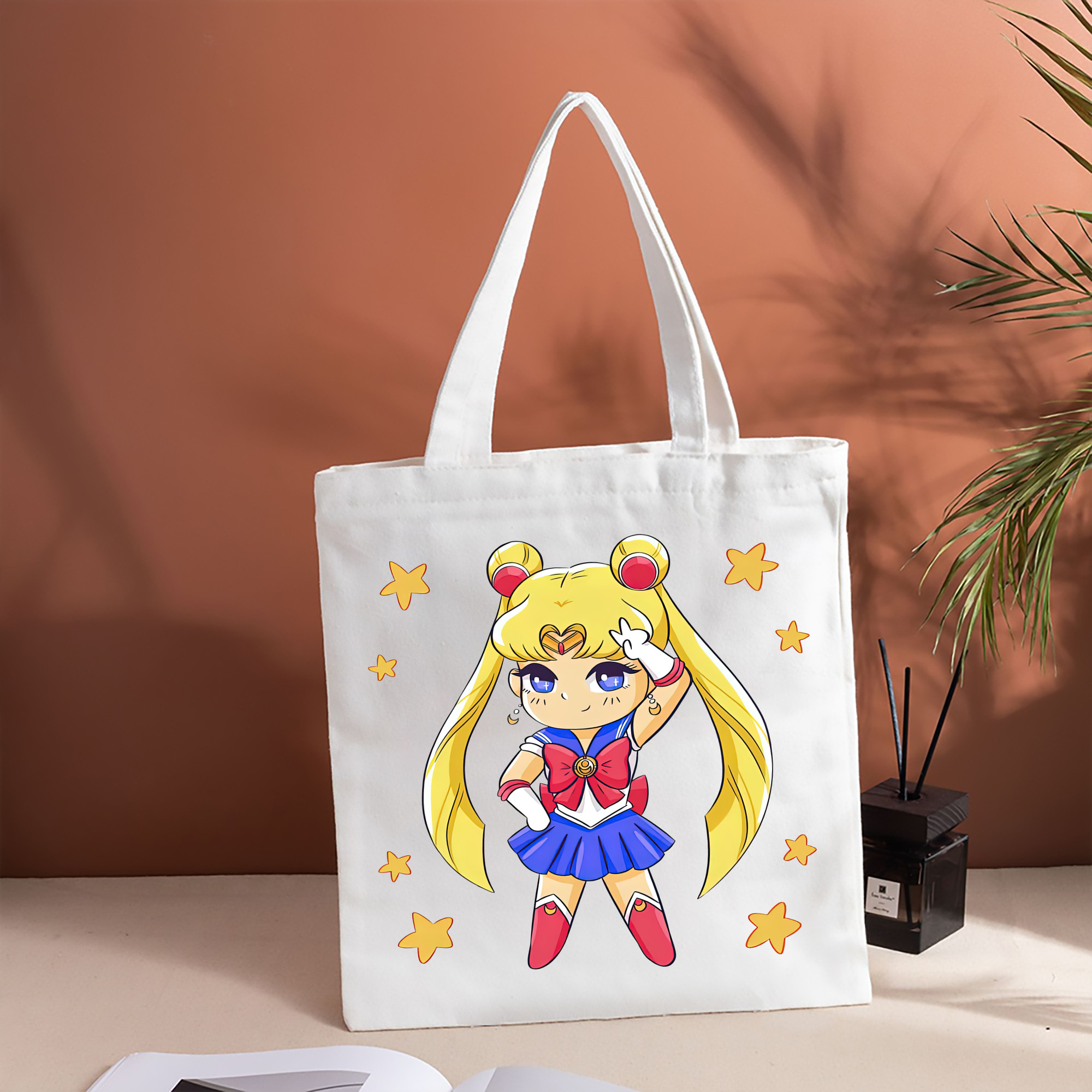 美少女戦士セーラームーン 月野 うさぎ つきの うさぎ Sailor Moon Tsukino Usagi 縦型キャンバス生地手提げバッグ　トートバッグ