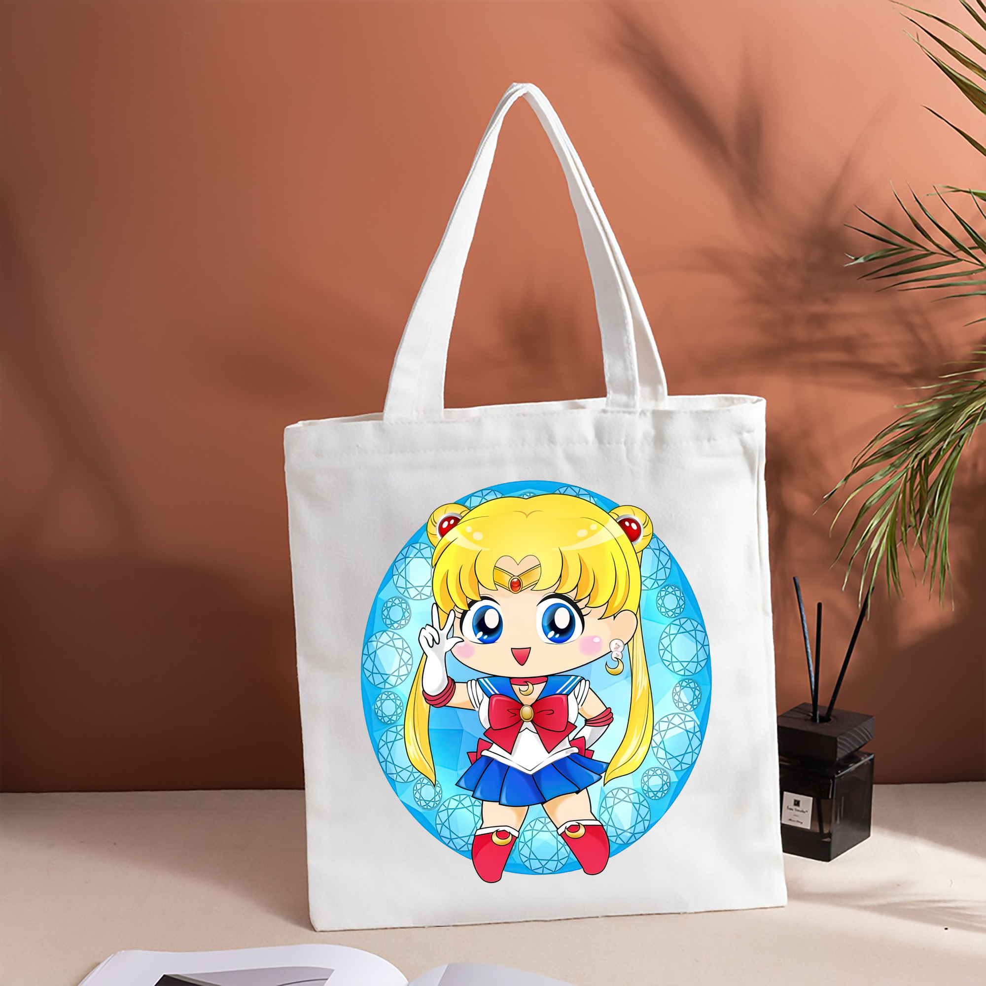 美少女戦士セーラームーン 月野 うさぎ つきの うさぎ Sailor Moon Tsukino Usagi 縦型キャンバス生地手提げバッグ　トートバッグ