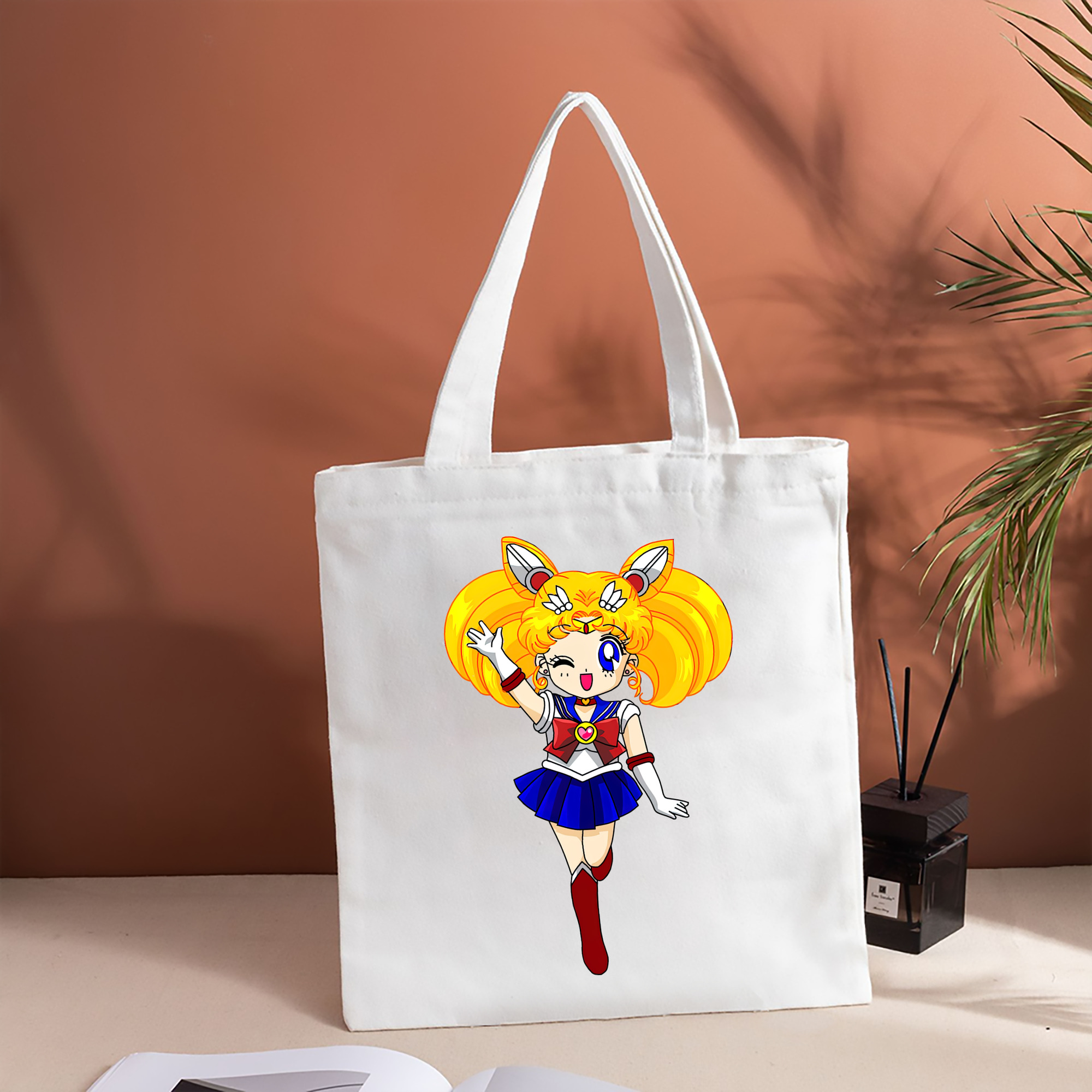 美少女戦士セーラームーン 月野 うさぎ つきの うさぎ Sailor Moon Tsukino Usagi 縦型キャンバス生地手提げバッグ　トートバッグ