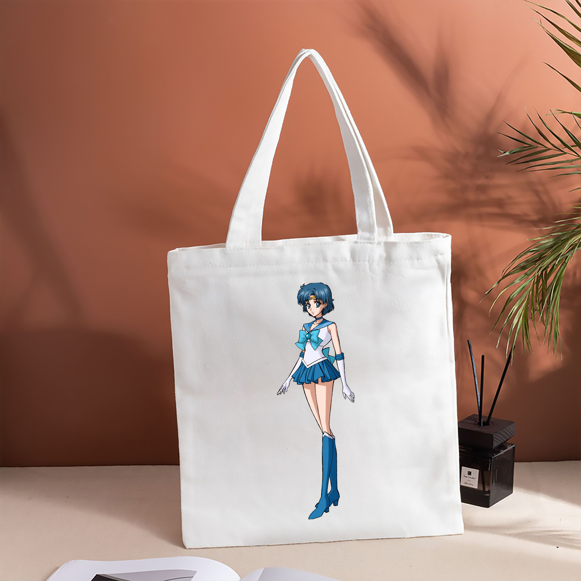 美少女戦士セーラームーン 水野 亜美 みずの あみ Sailor Moon Mizuno Ami 縦型キャンバス生地手提げバッグ　トートバッグ