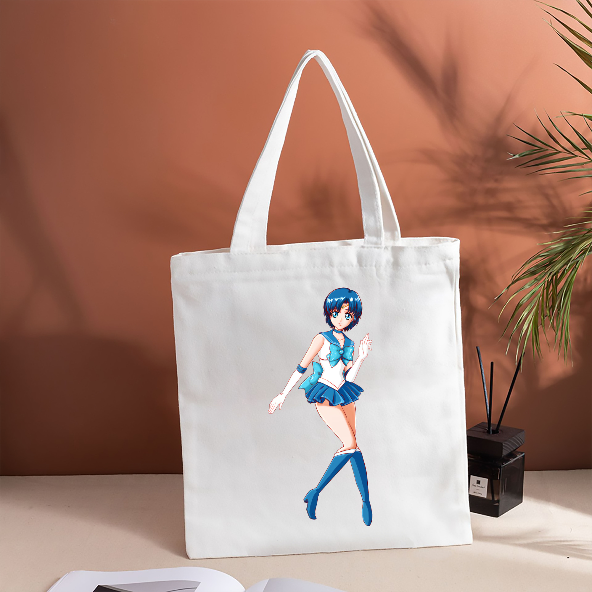 美少女戦士セーラームーン 水野 亜美 みずの あみ Sailor Moon Mizuno Ami 縦型キャンバス生地手提げバッグ　トートバッグ