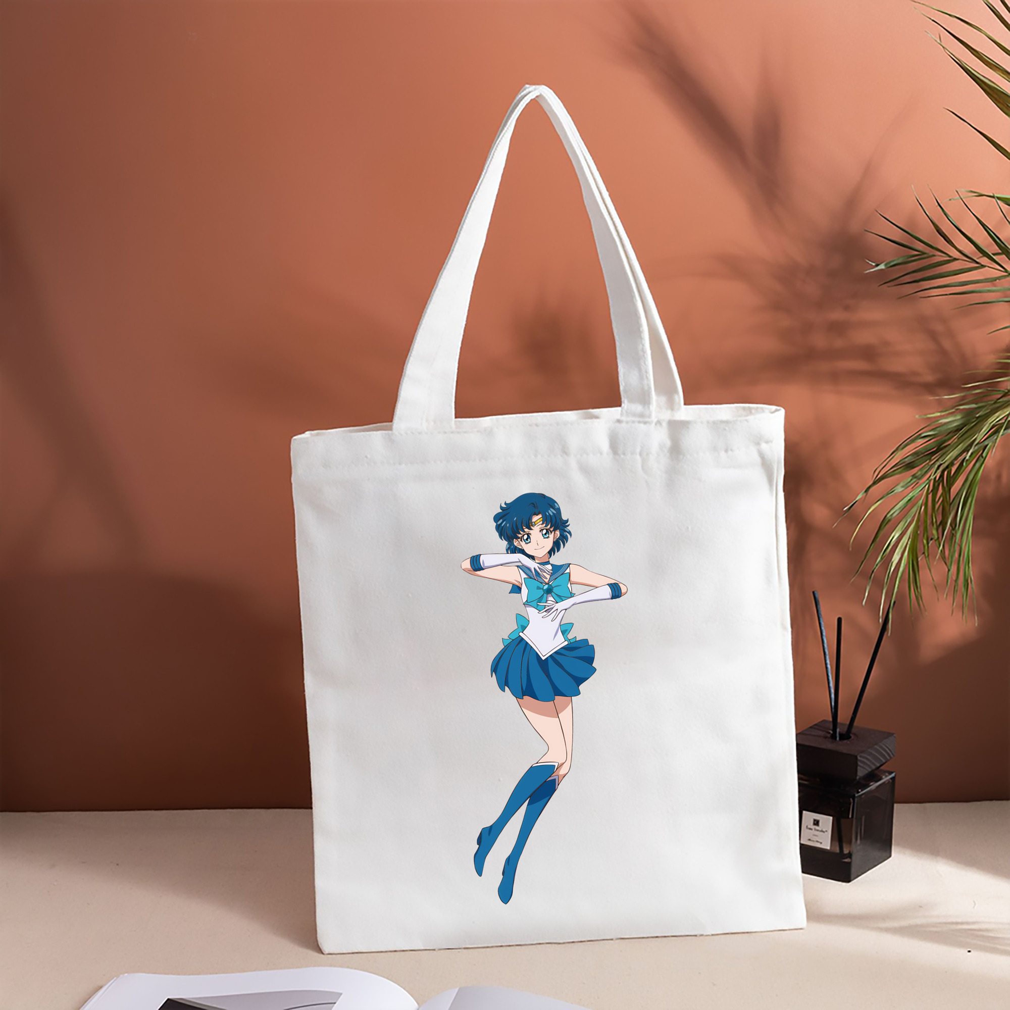 美少女戦士セーラームーン 水野 亜美 みずの あみ Sailor Moon Mizuno Ami 縦型キャンバス生地手提げバッグ　トートバッグ
