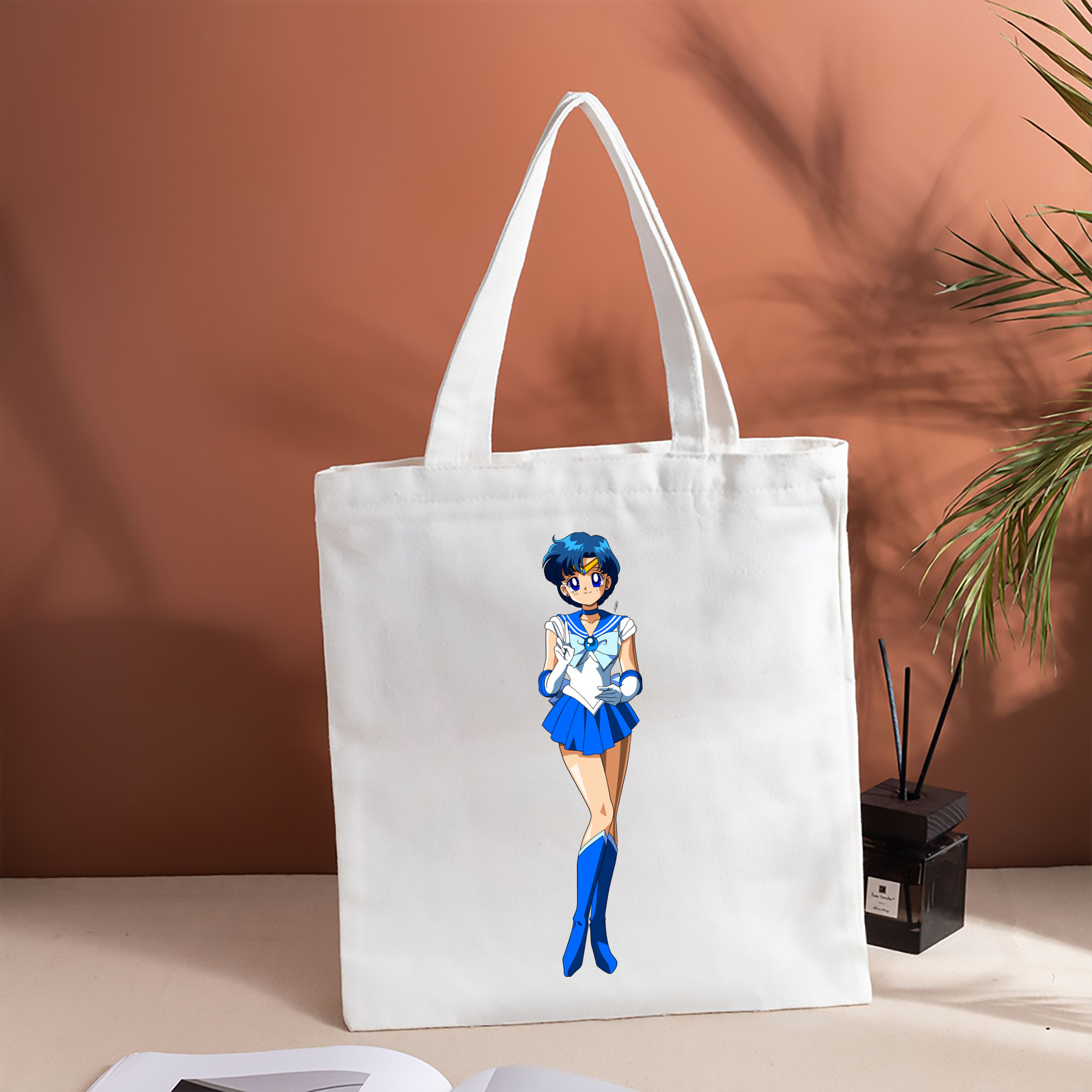 美少女戦士セーラームーン 水野 亜美 みずの あみ Sailor Moon Mizuno Ami 縦型キャンバス生地手提げバッグ　トートバッグ