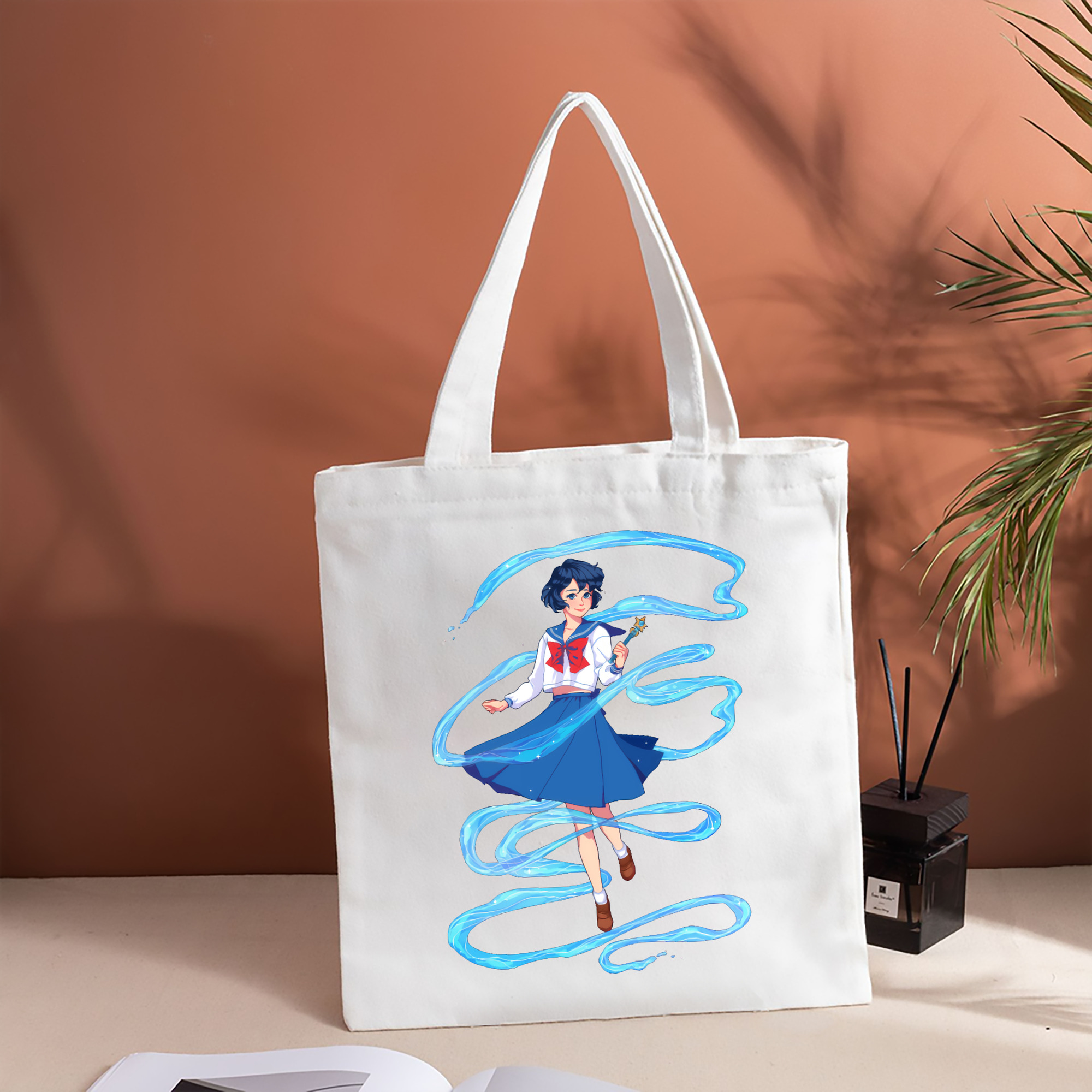 美少女戦士セーラームーン 水野 亜美 みずの あみ Sailor Moon Mizuno Ami 縦型キャンバス生地手提げバッグ　トートバッグ