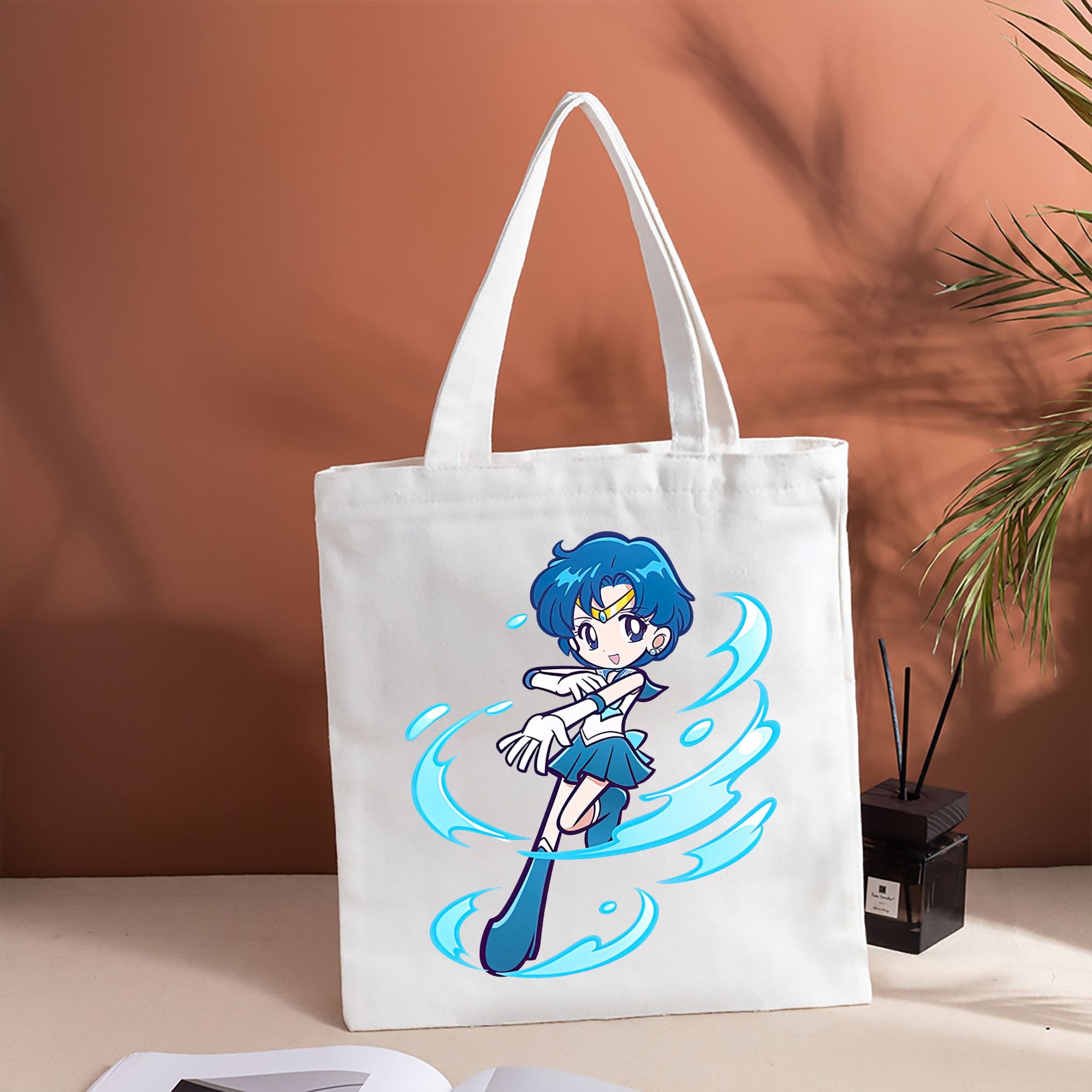 美少女戦士セーラームーン 水野 亜美 みずの あみ Sailor Moon Mizuno Ami 縦型キャンバス生地手提げバッグ　トートバッグ