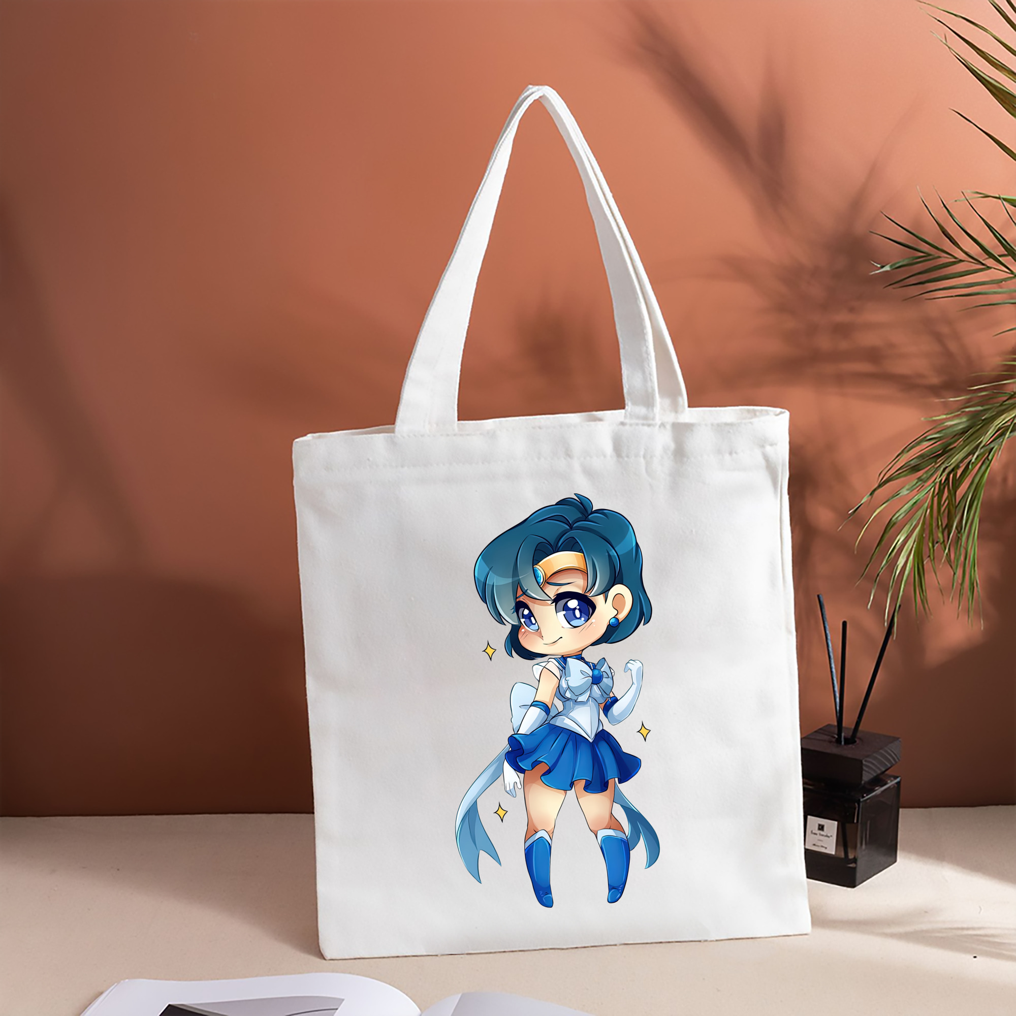 美少女戦士セーラームーン 水野 亜美 みずの あみ Sailor Moon Mizuno Ami 縦型キャンバス生地手提げバッグ　トートバッグ