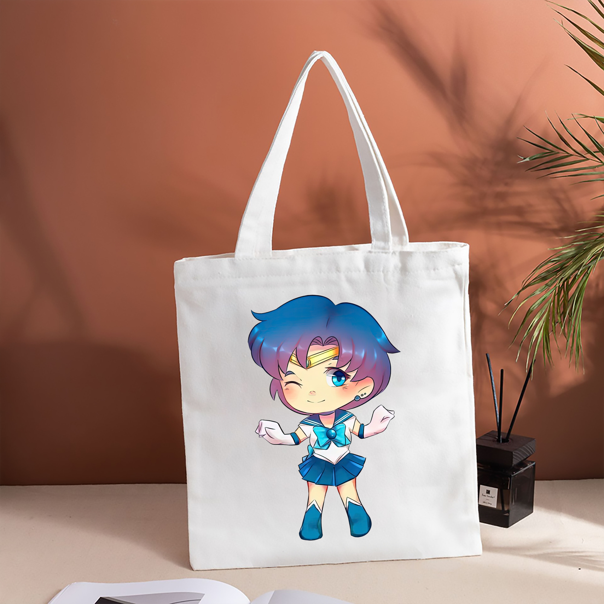美少女戦士セーラームーン 水野 亜美 みずの あみ Sailor Moon Mizuno Ami 縦型キャンバス生地手提げバッグ　トートバッグ