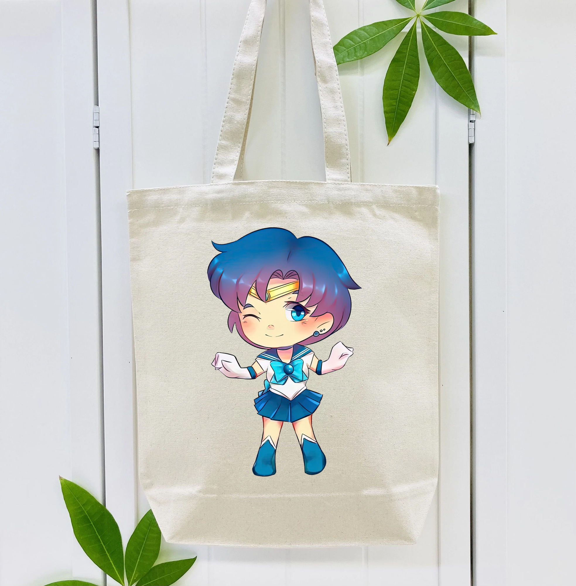 美少女戦士セーラームーン 水野 亜美 みずの あみ Sailor Moon Mizuno Ami 縦型キャンバス生地手提げバッグ　トートバッグ