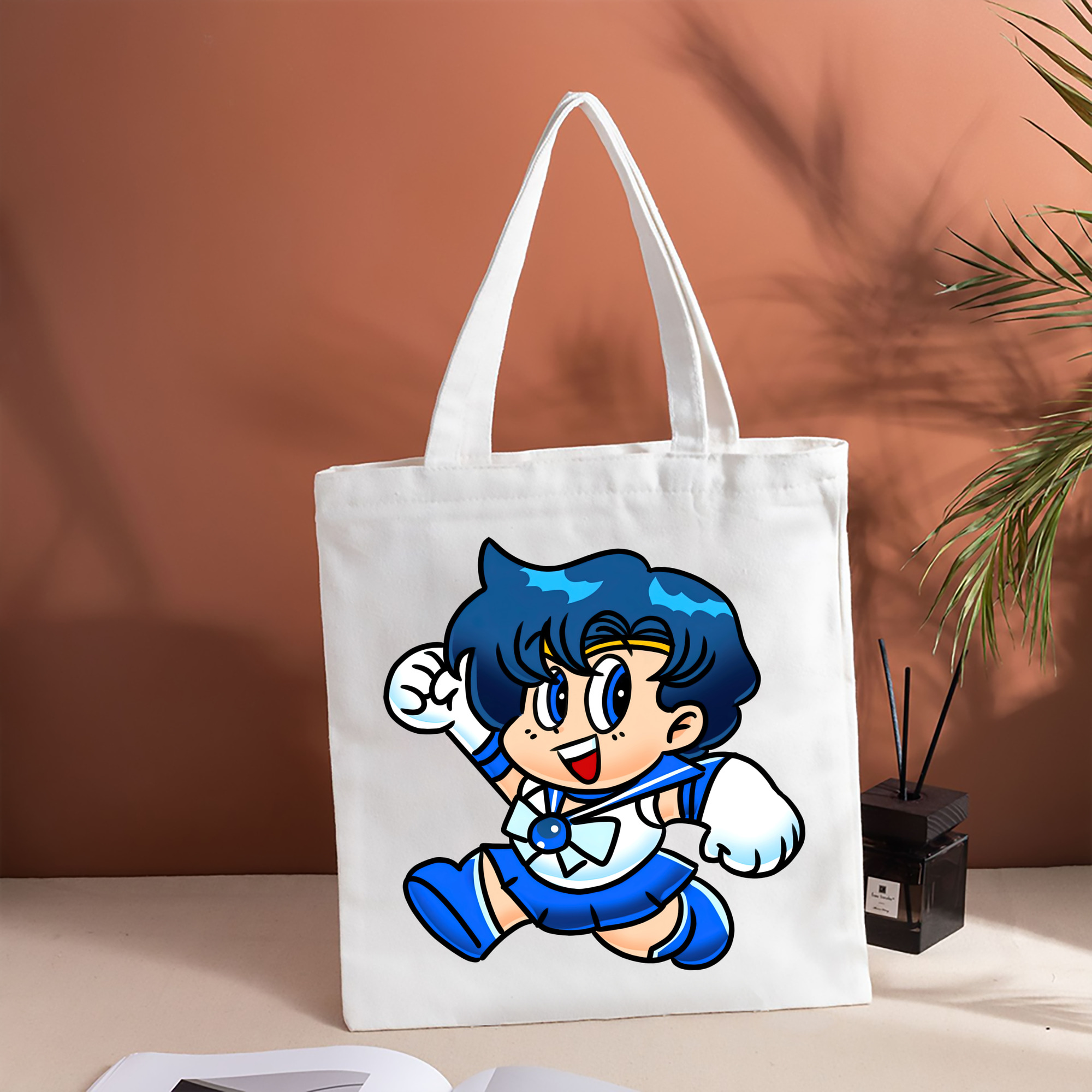 美少女戦士セーラームーン 水野 亜美 みずの あみ Sailor Moon Mizuno Ami 縦型キャンバス生地手提げバッグ　トートバッグ
