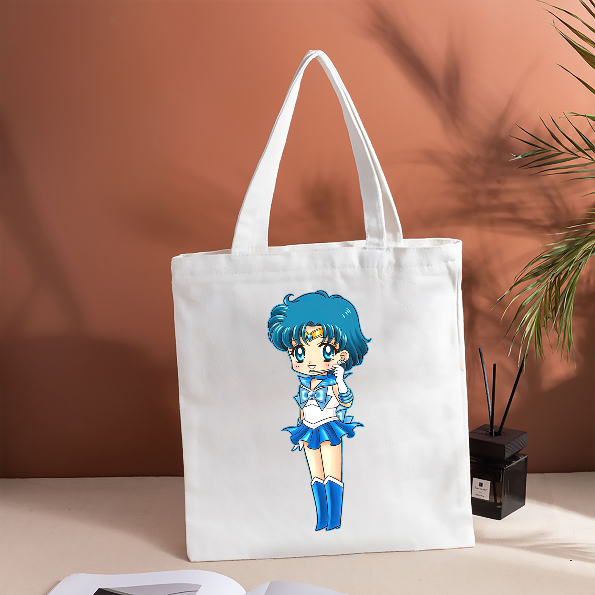 美少女戦士セーラームーン 水野 亜美 みずの あみ Sailor Moon Mizuno Ami 縦型キャンバス生地手提げバッグ　トートバッグ