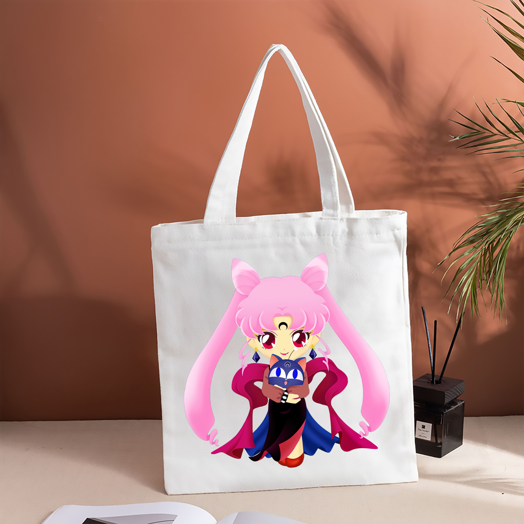 美少女戦士セーラームーン ちびうさ Sailor Moon Chibiusa Tsukino Usagi Small Lady Serenity 縦型キャンバス生地手提げバッグ　トートバッグ