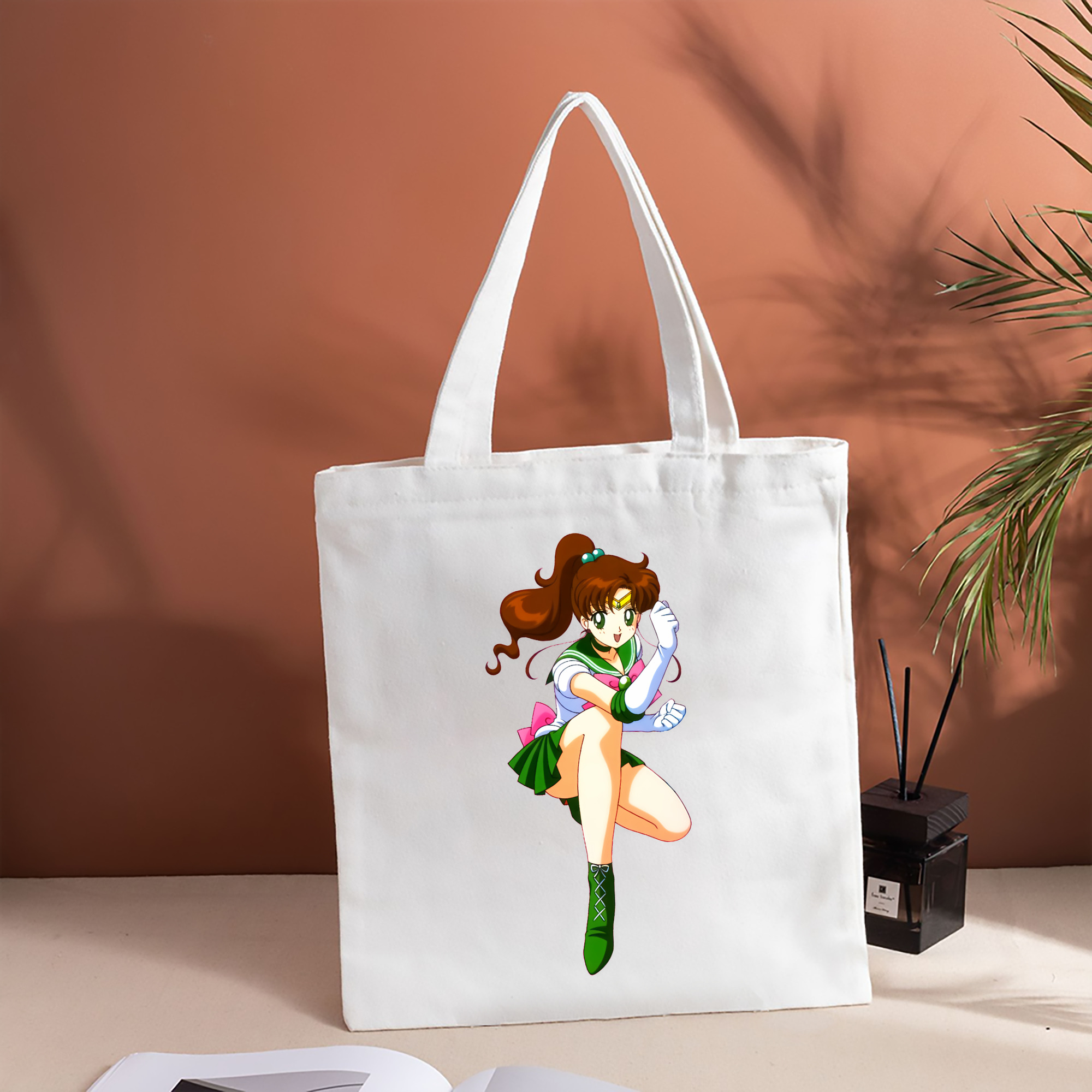 美少女戦士セーラームーン 木野 まこと きの まこと Sailor Moon Kino Makoto （セーラージュピター；Sailor Jupiter） 縦型キャンバス生地手提げバッグ　トートバッグ