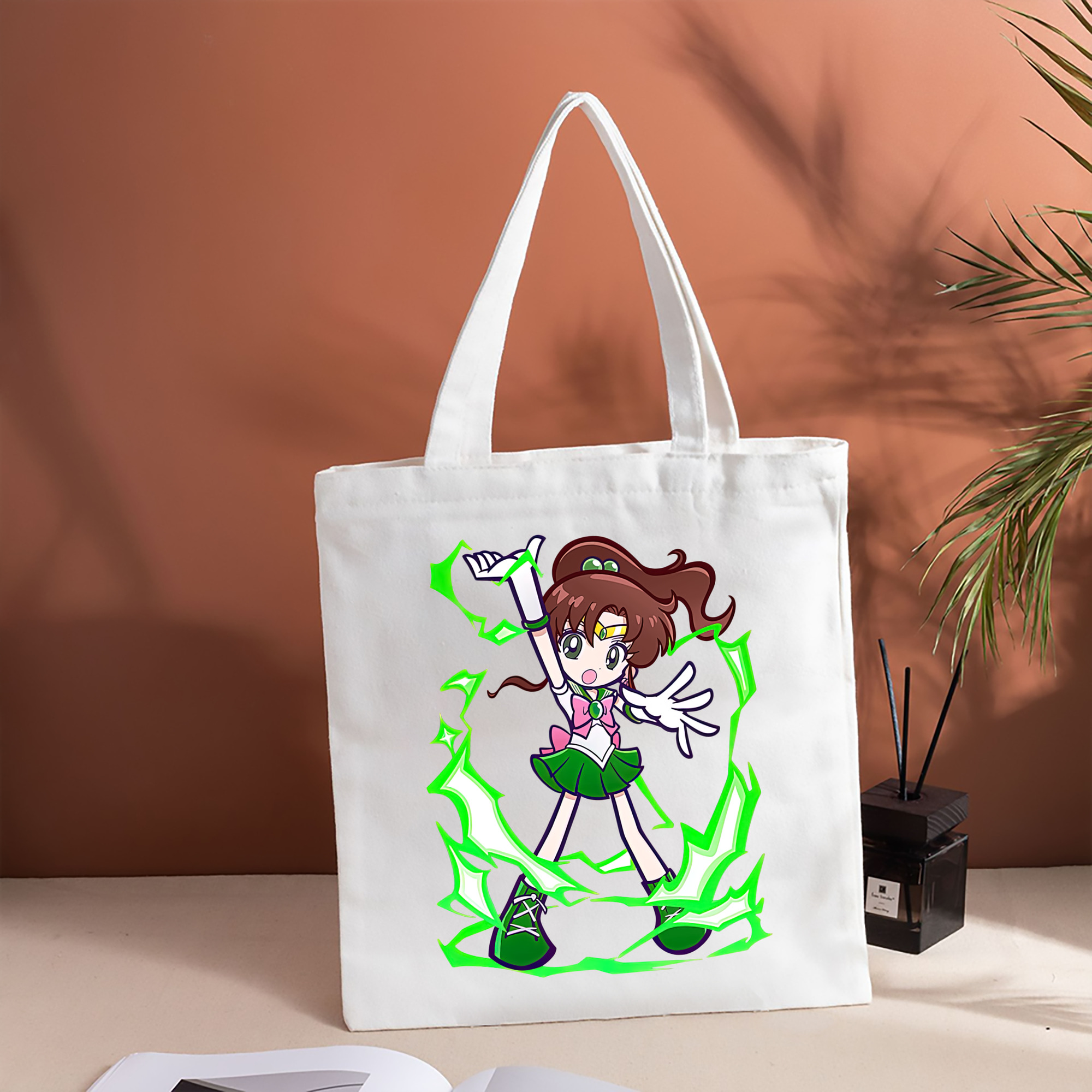 美少女戦士セーラームーン 木野 まこと きの まこと Sailor Moon Kino Makoto （セーラージュピター；Sailor Jupiter） 縦型キャンバス生地手提げバッグ　トートバッグ