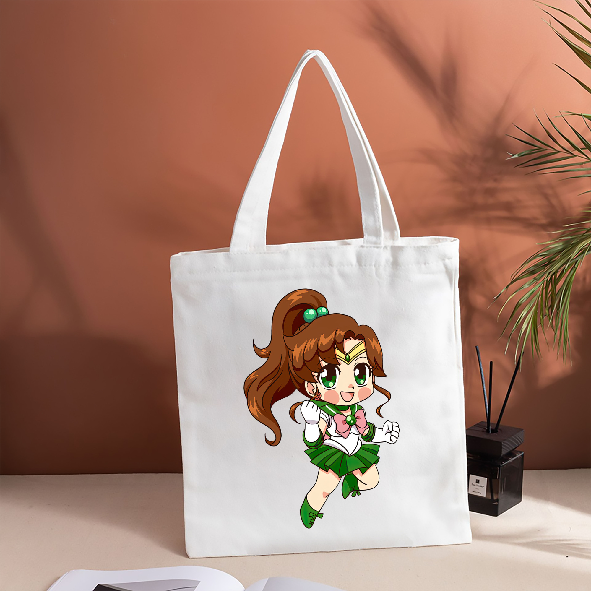 美少女戦士セーラームーン 木野 まこと きの まこと Sailor Moon Kino Makoto （セーラージュピター；Sailor Jupiter） 縦型キャンバス生地手提げバッグ　トートバッグ