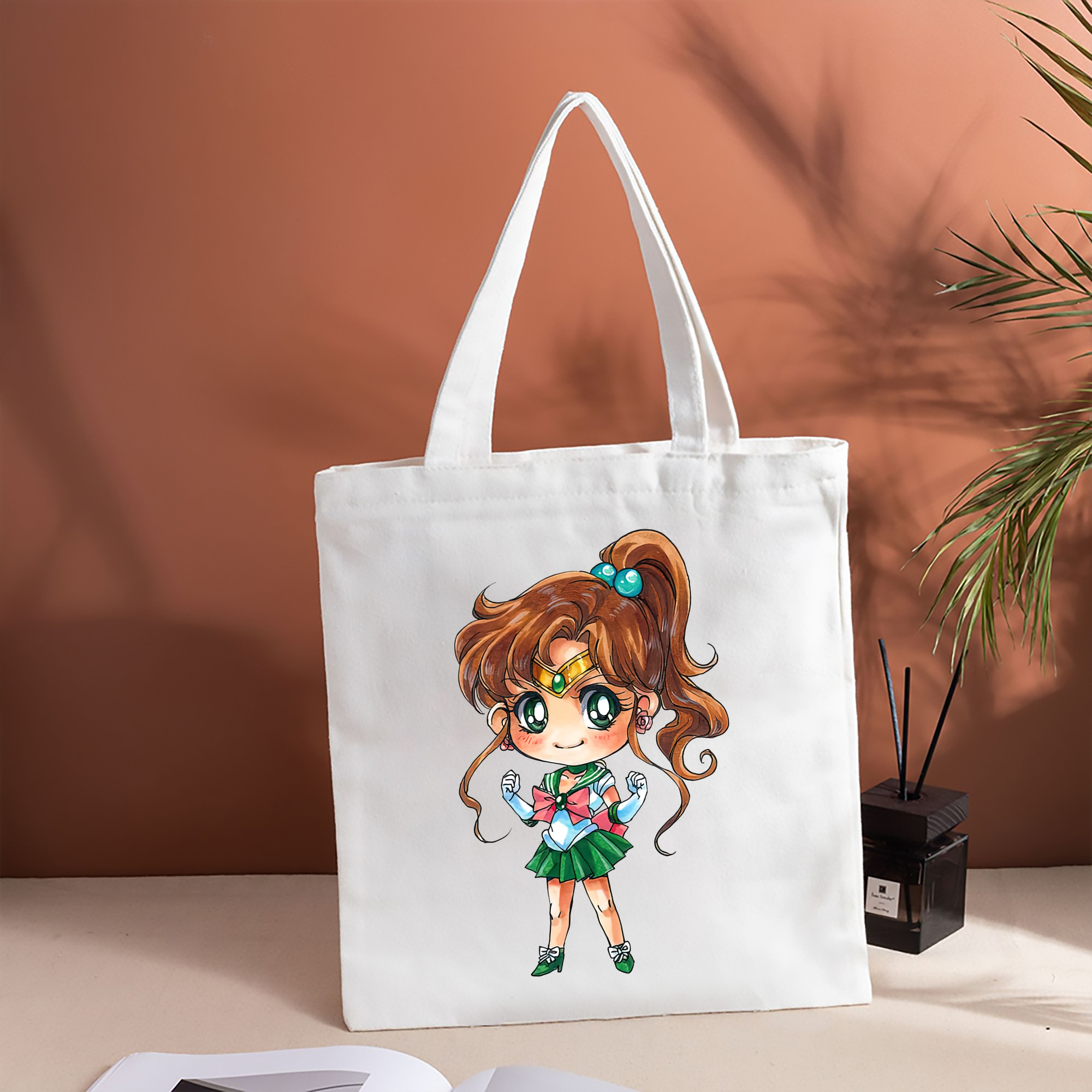 美少女戦士セーラームーン 木野 まこと きの まこと Sailor Moon Kino Makoto （セーラージュピター；Sailor Jupiter） 縦型キャンバス生地手提げバッグ　トートバッグ