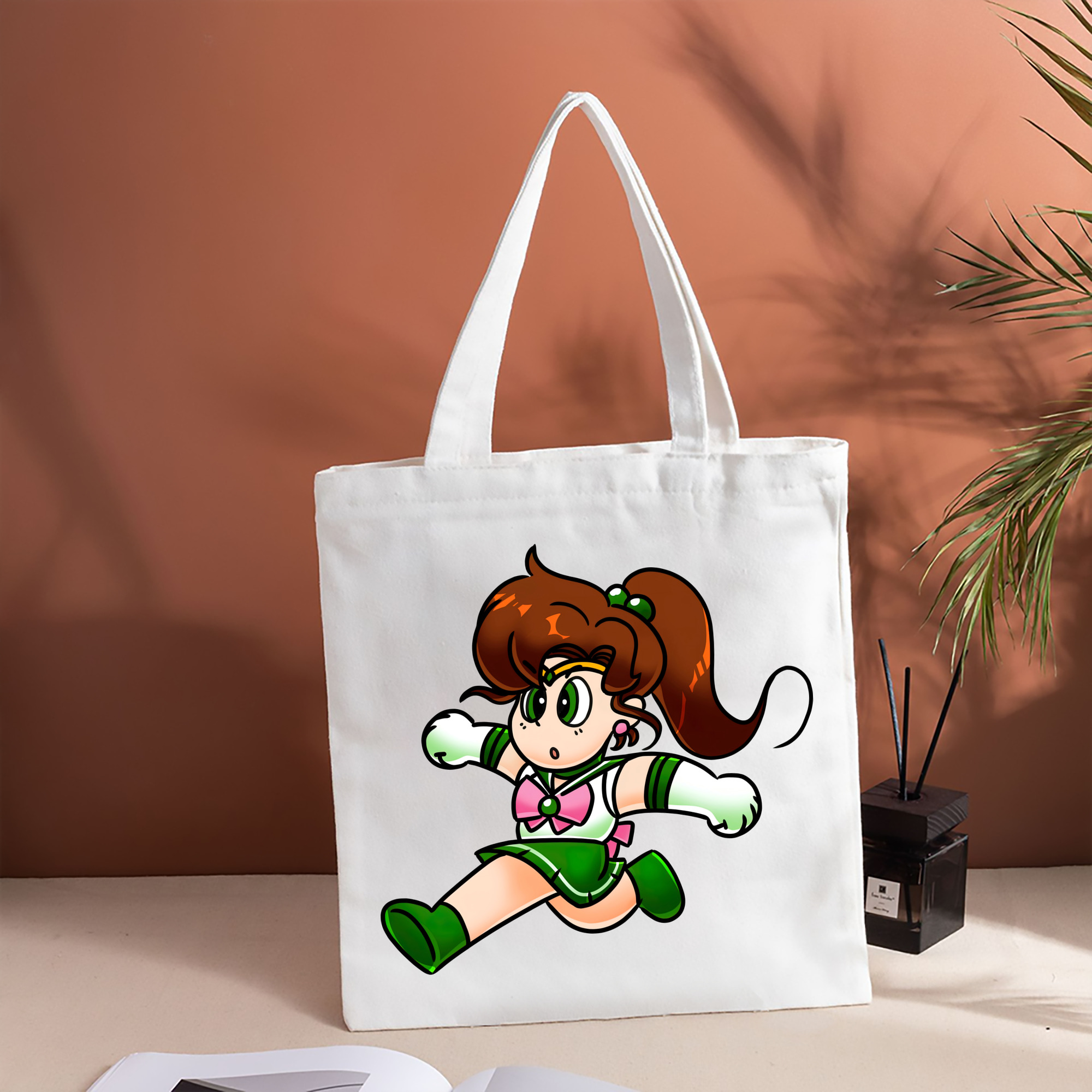 美少女戦士セーラームーン 木野 まこと きの まこと Sailor Moon Kino Makoto （セーラージュピター；Sailor Jupiter） 縦型キャンバス生地手提げバッグ　トートバッグ