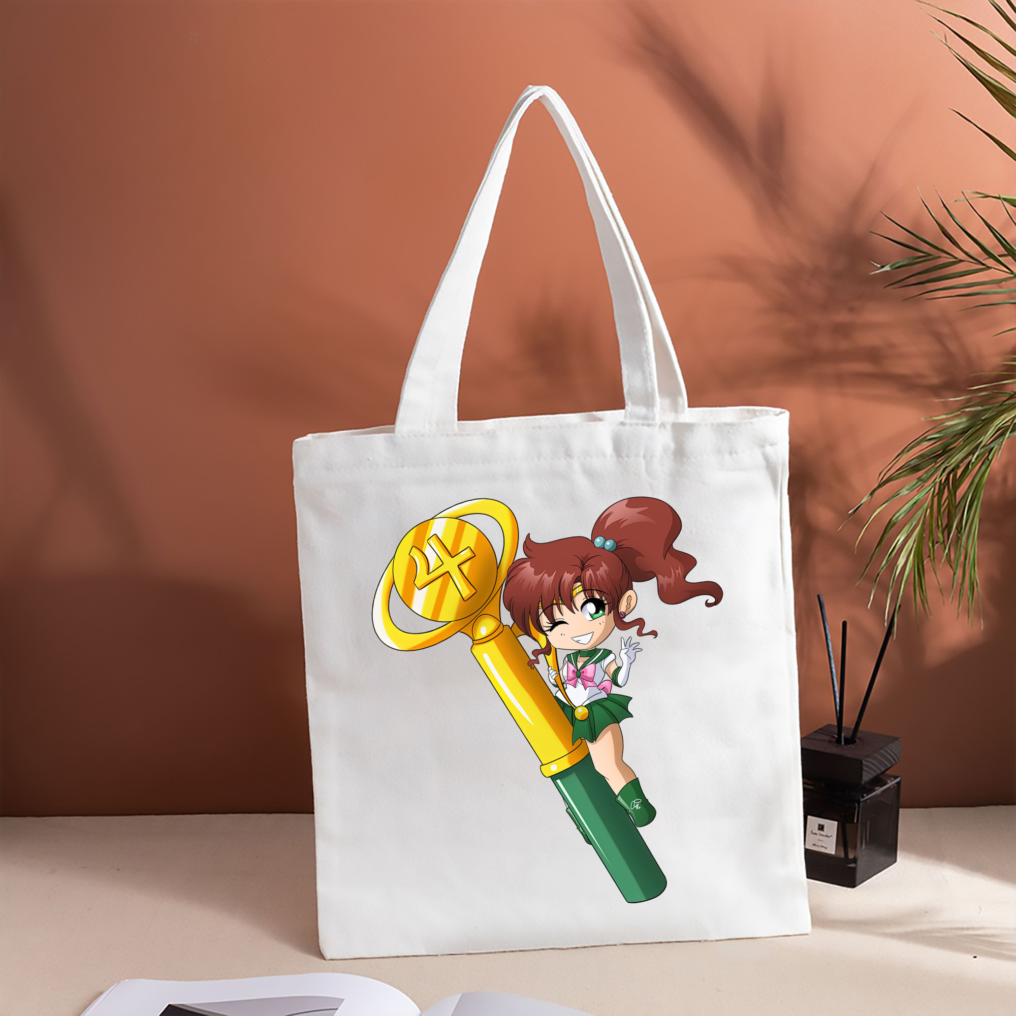 美少女戦士セーラームーン 木野 まこと きの まこと Sailor Moon Kino Makoto （セーラージュピター；Sailor Jupiter） 縦型キャンバス生地手提げバッグ　トートバッグ