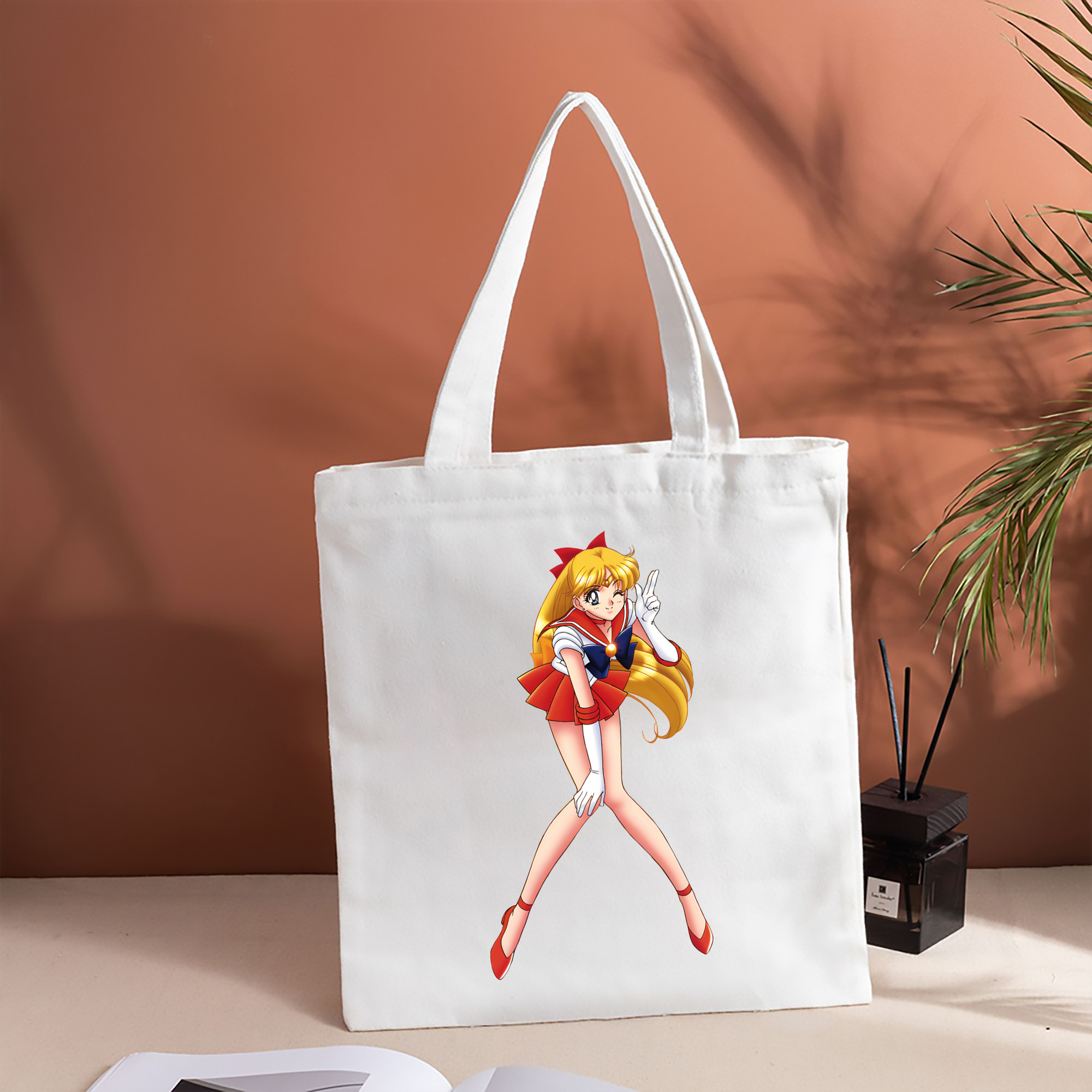 美少女戦士セーラームーン 愛野 美奈子 あいの みなこ Sailor Moon Aino Minako 縦型キャンバス生地手提げバッグ　トートバッグ