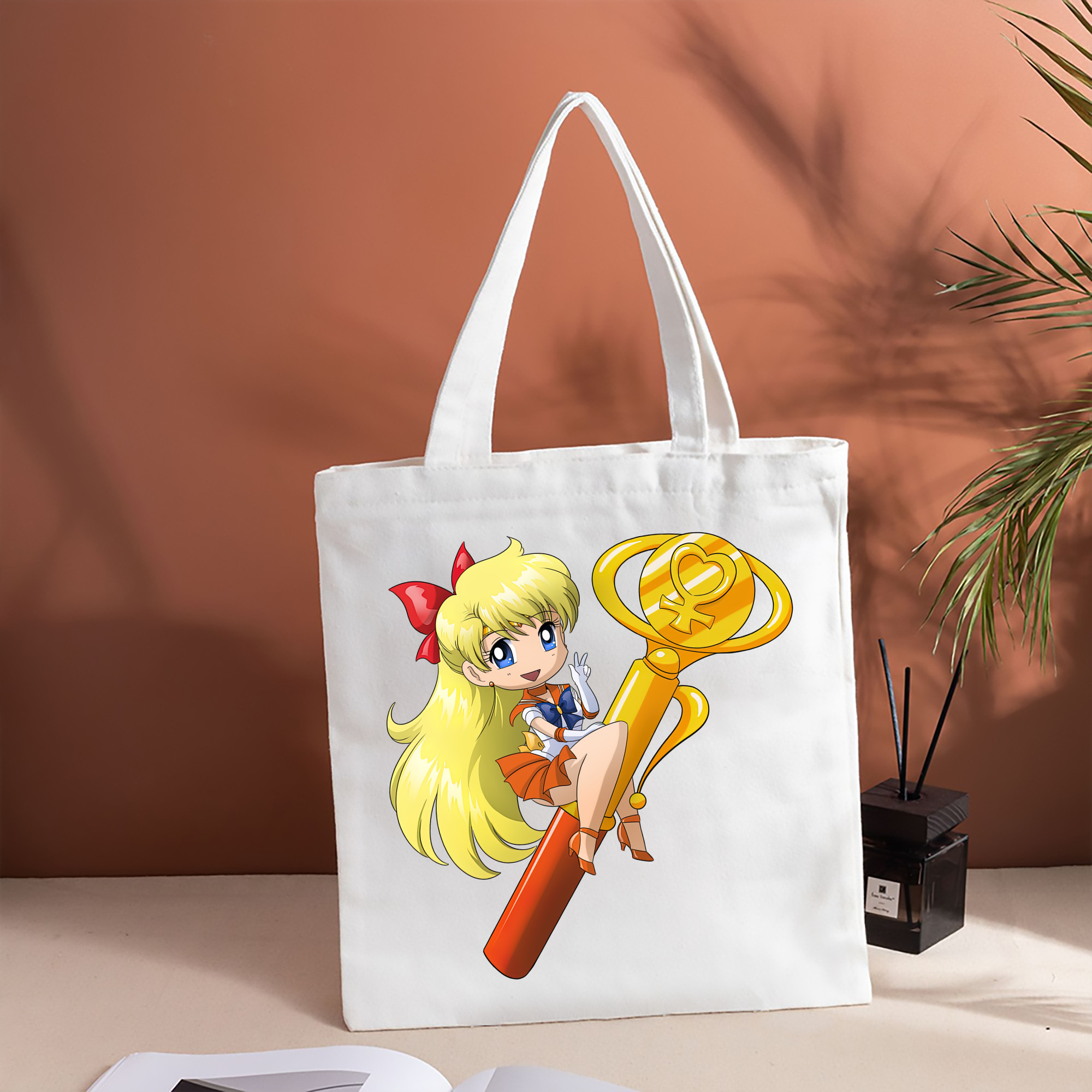 美少女戦士セーラームーン 愛野 美奈子 あいの みなこ Sailor Moon Aino Minako 縦型キャンバス生地手提げバッグ　トートバッグ