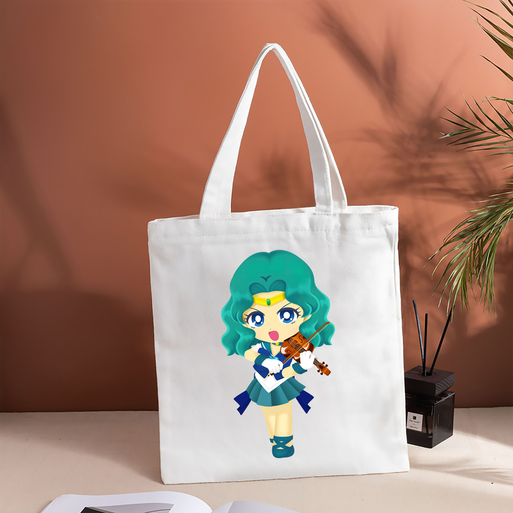 美少女戦士セーラームーン 海王 みちる（かいおう みちる） Sailor Moon Kaiou Michiru 縦型キャンバス生地手提げバッグ　トートバッグ