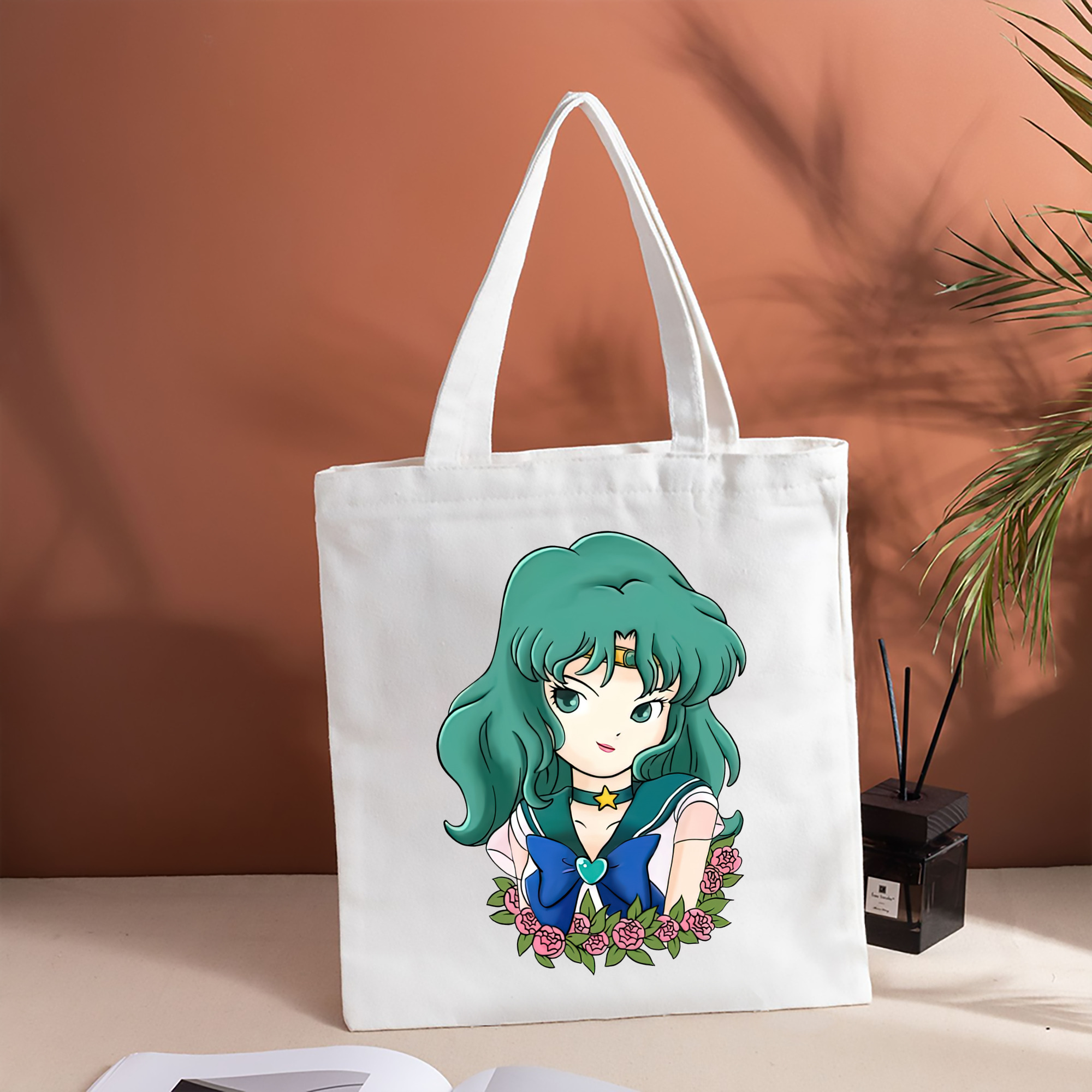 美少女戦士セーラームーン 海王 みちる（かいおう みちる） Sailor Moon Kaiou Michiru 縦型キャンバス生地手提げバッグ　トートバッグ