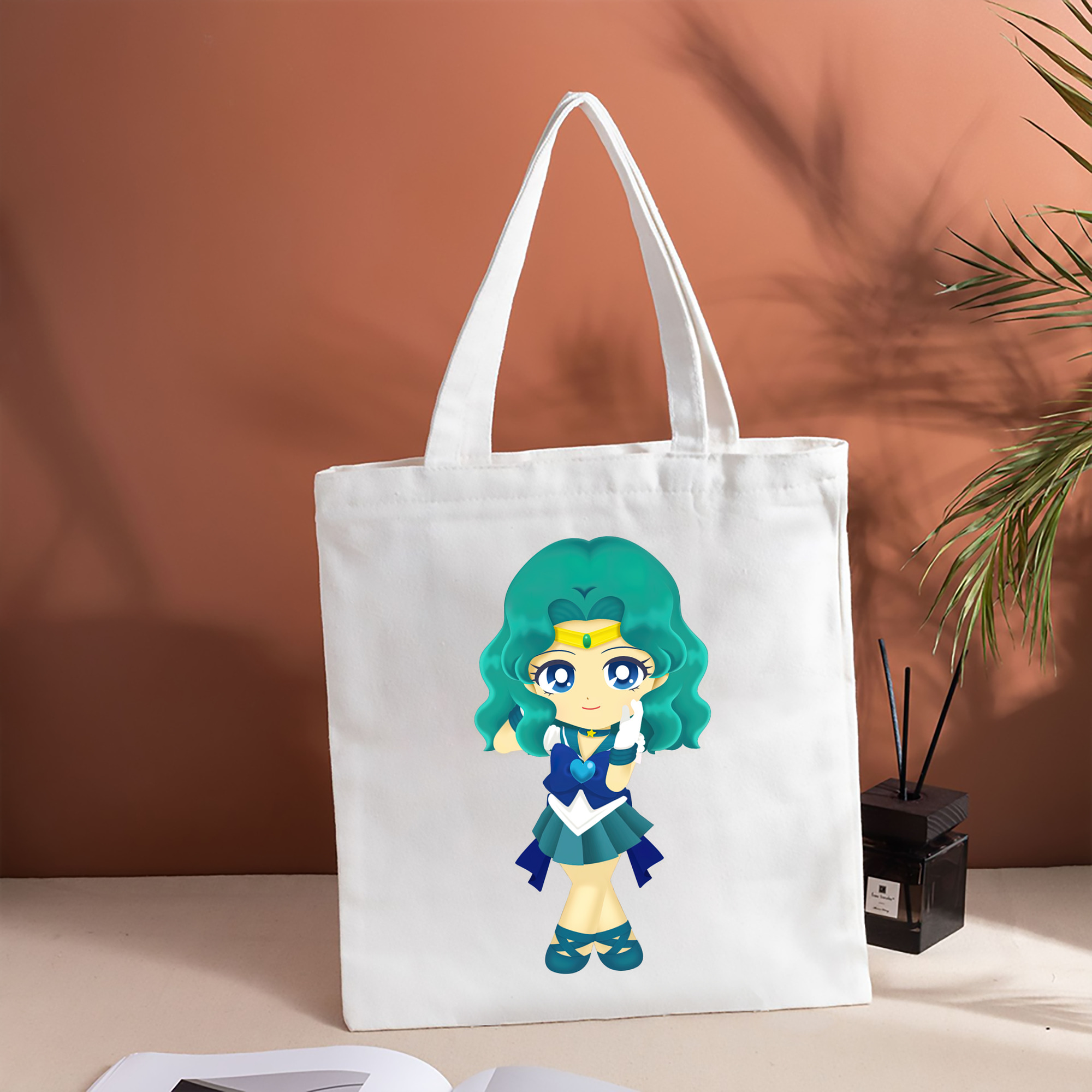 美少女戦士セーラームーン 海王 みちる（かいおう みちる） Sailor Moon Kaiou Michiru 縦型キャンバス生地手提げバッグ　トートバッグ