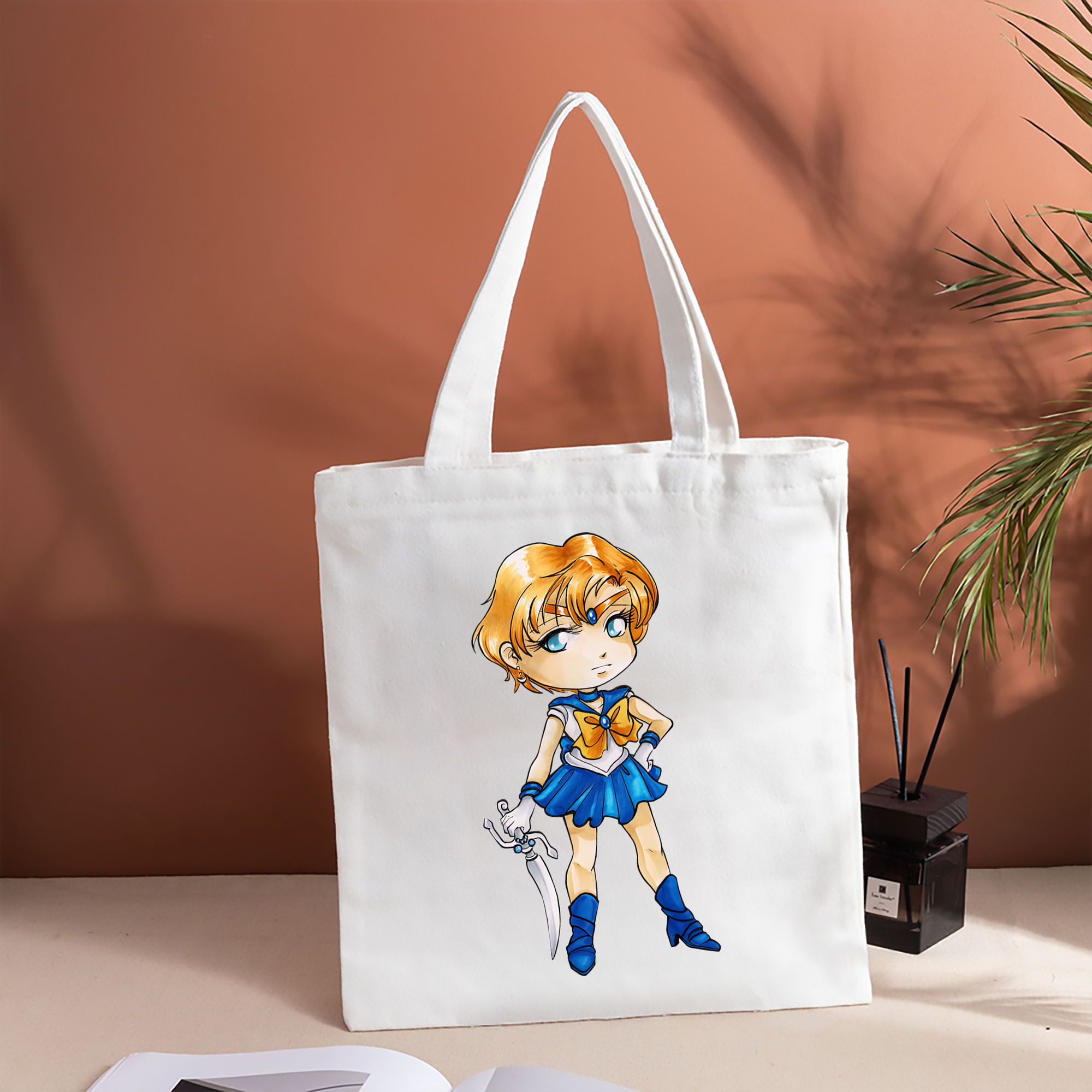 美少女戦士セーラームーン 天王はるか Sailor Moon Tenoh Haruka 縦型キャンバス生地手提げバッグ　トートバッグ