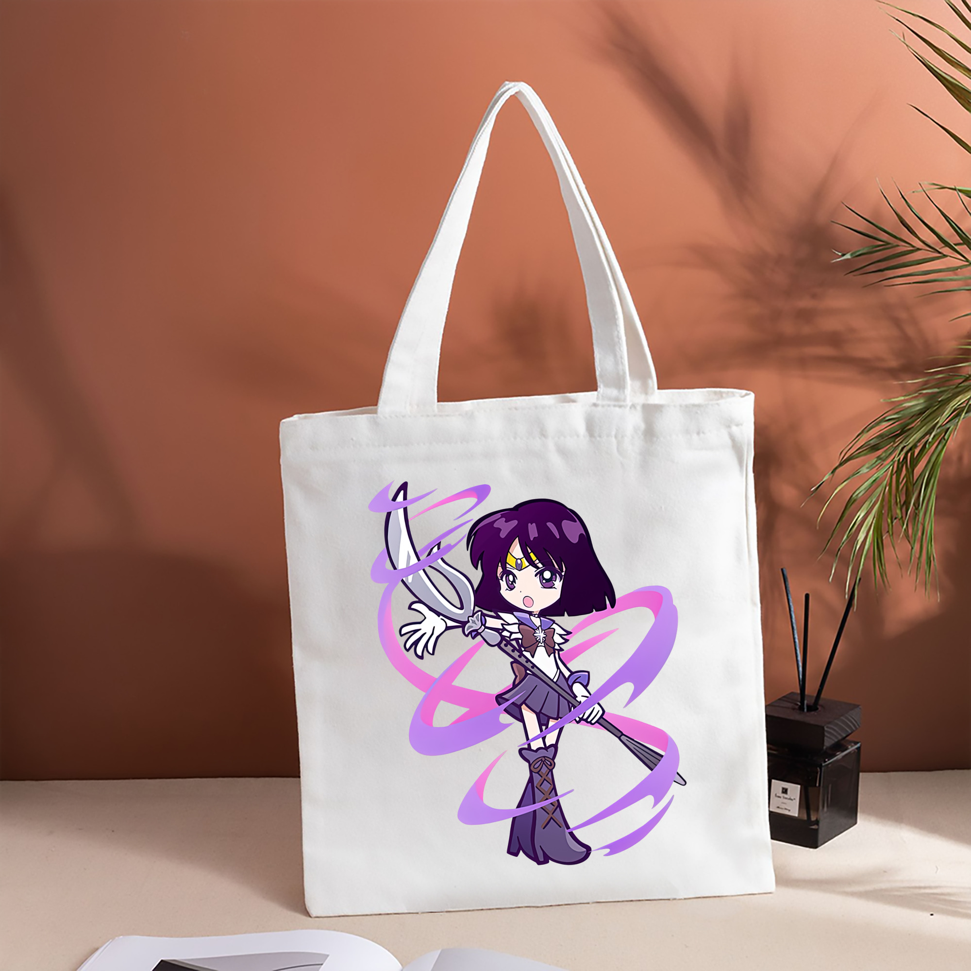 美少女戦士セーラームーン 土萠ほたる Sailor Moon Tomoe Hotaru （セーラーサターン；Sailor Saturn） 縦型キャンバス生地手提げバッグ　トートバッグ