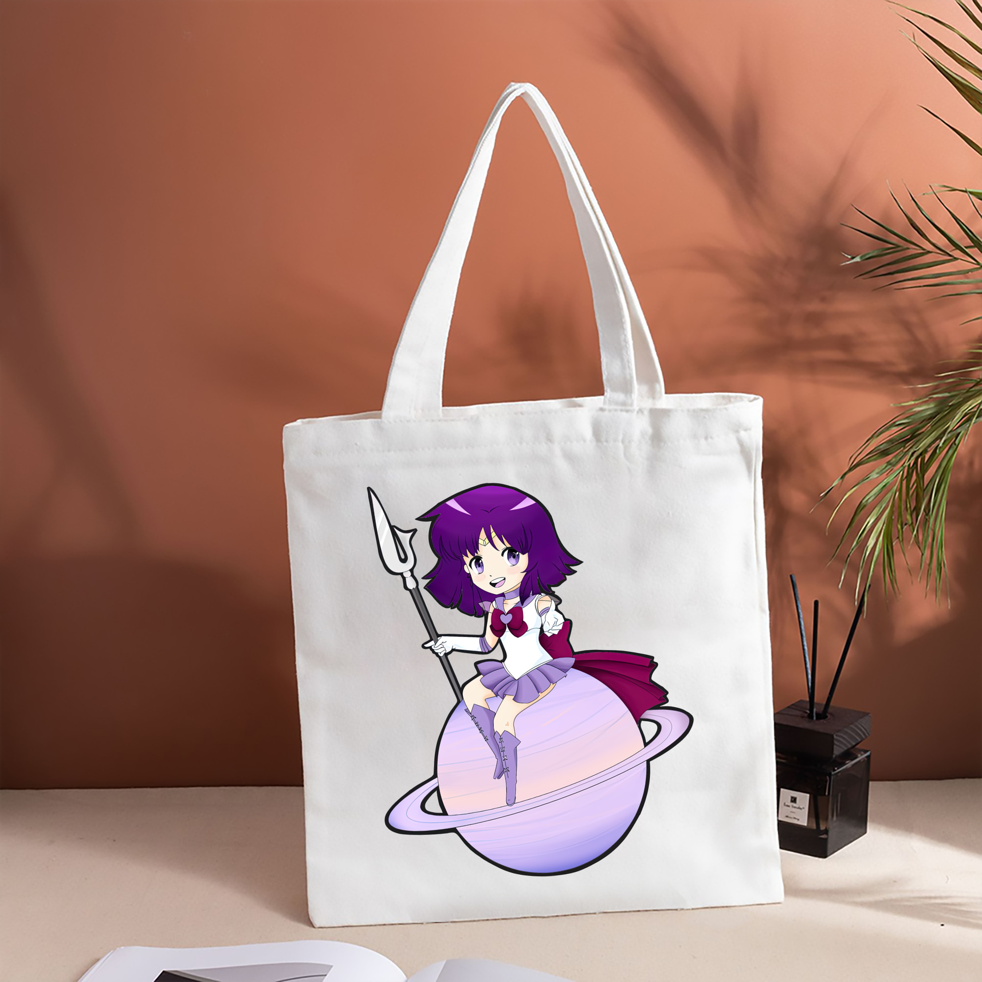 美少女戦士セーラームーン 土萠ほたる Sailor Moon Tomoe Hotaru （セーラーサターン；Sailor Saturn） 縦型キャンバス生地手提げバッグ　トートバッグ
