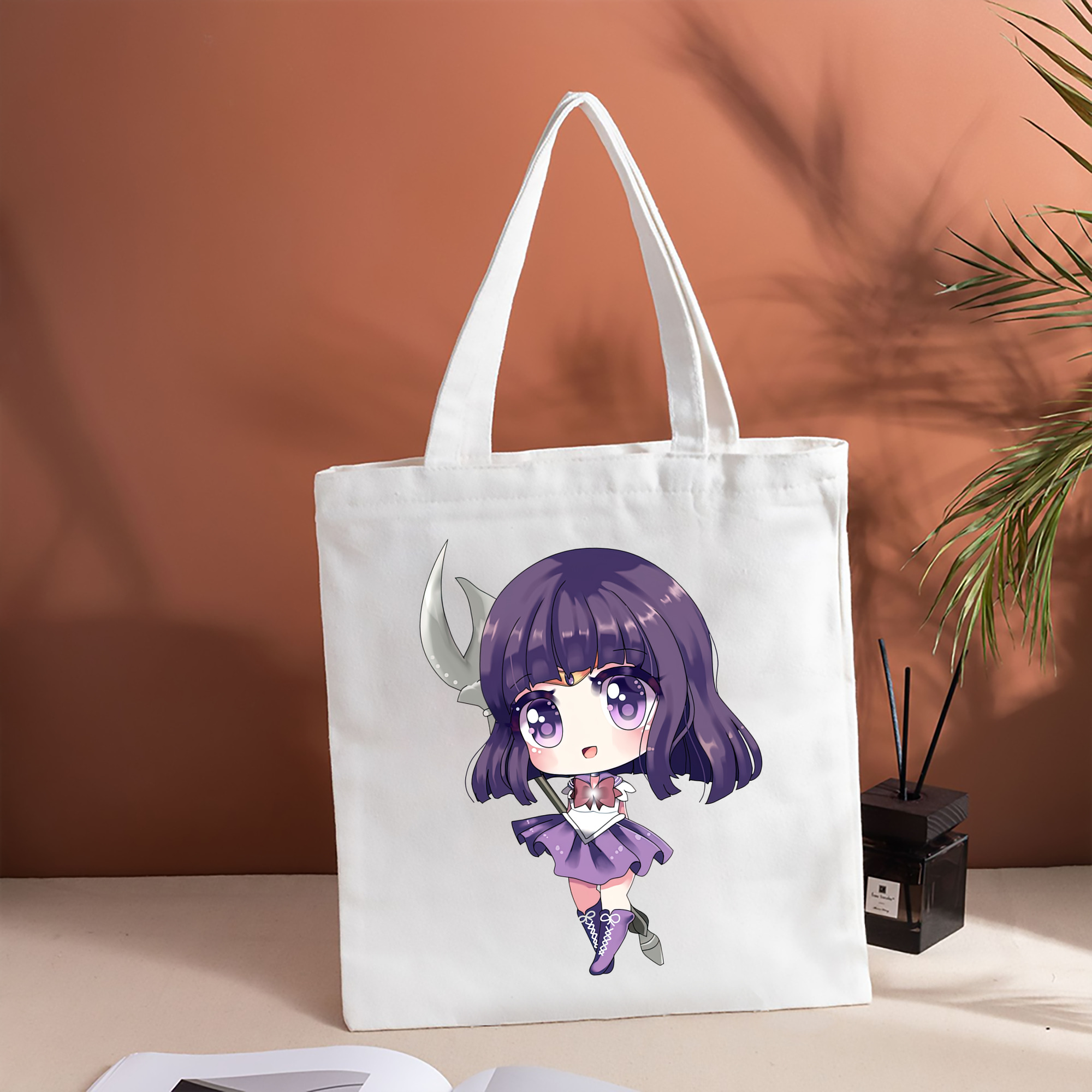 美少女戦士セーラームーン 土萠ほたる Sailor Moon Tomoe Hotaru （セーラーサターン；Sailor Saturn） 縦型キャンバス生地手提げバッグ　トートバッグ