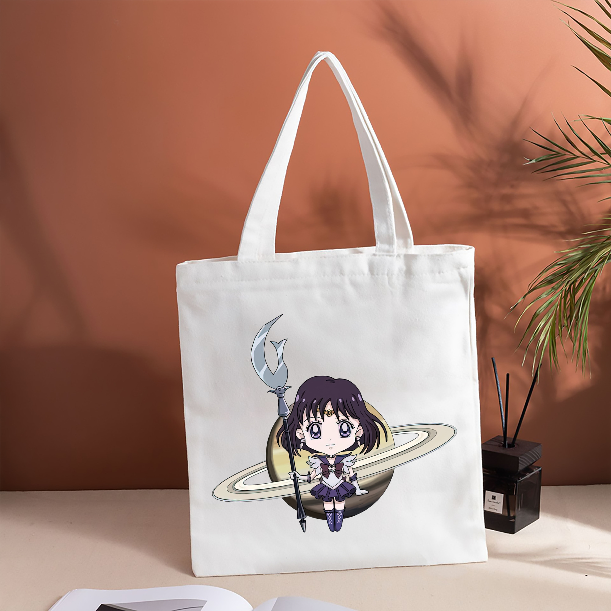 美少女戦士セーラームーン 土萠ほたる Sailor Moon Tomoe Hotaru （セーラーサターン；Sailor Saturn） 縦型キャンバス生地手提げバッグ　トートバッグ