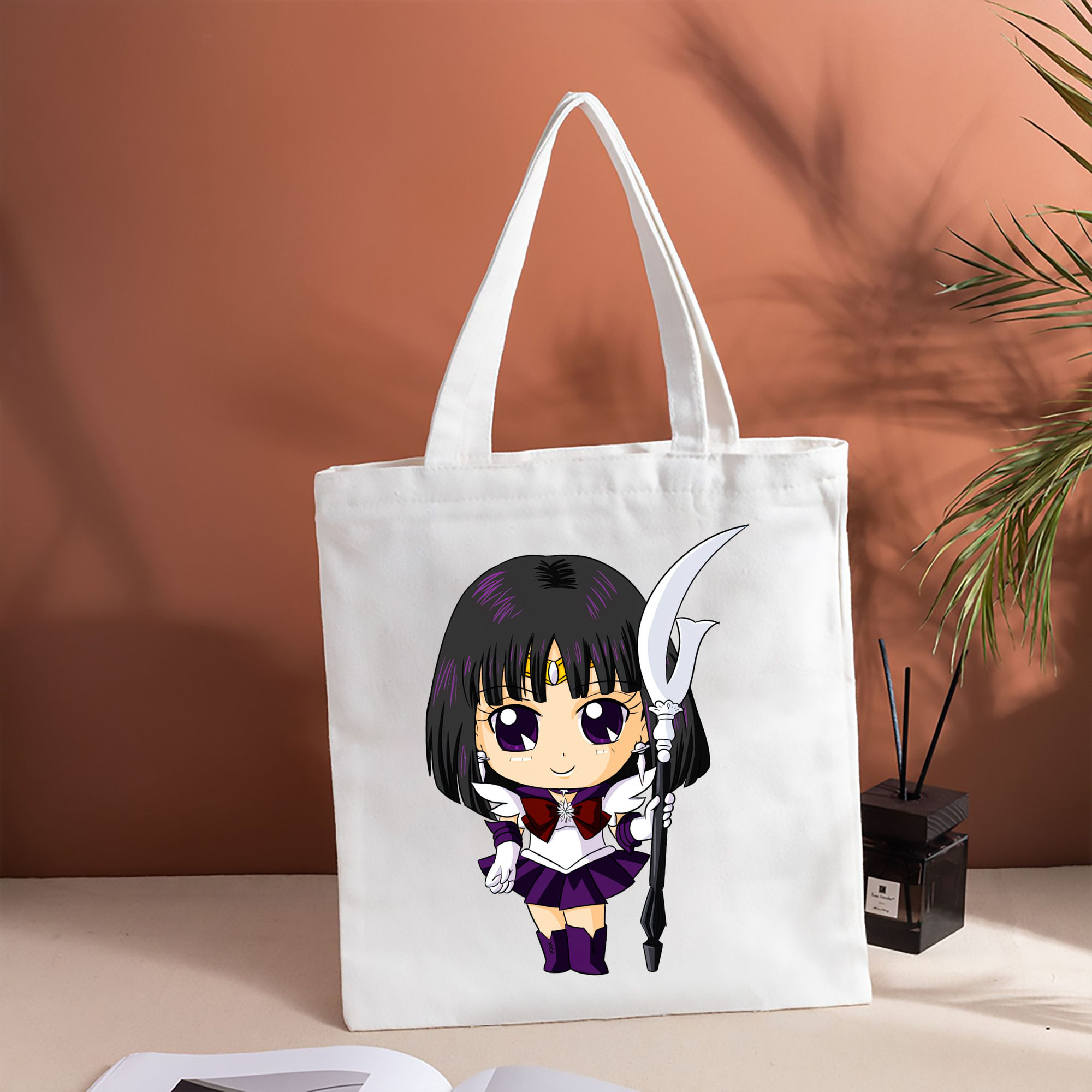 美少女戦士セーラームーン 土萠ほたる Sailor Moon Tomoe Hotaru （セーラーサターン；Sailor Saturn） 縦型キャンバス生地手提げバッグ　トートバッグ