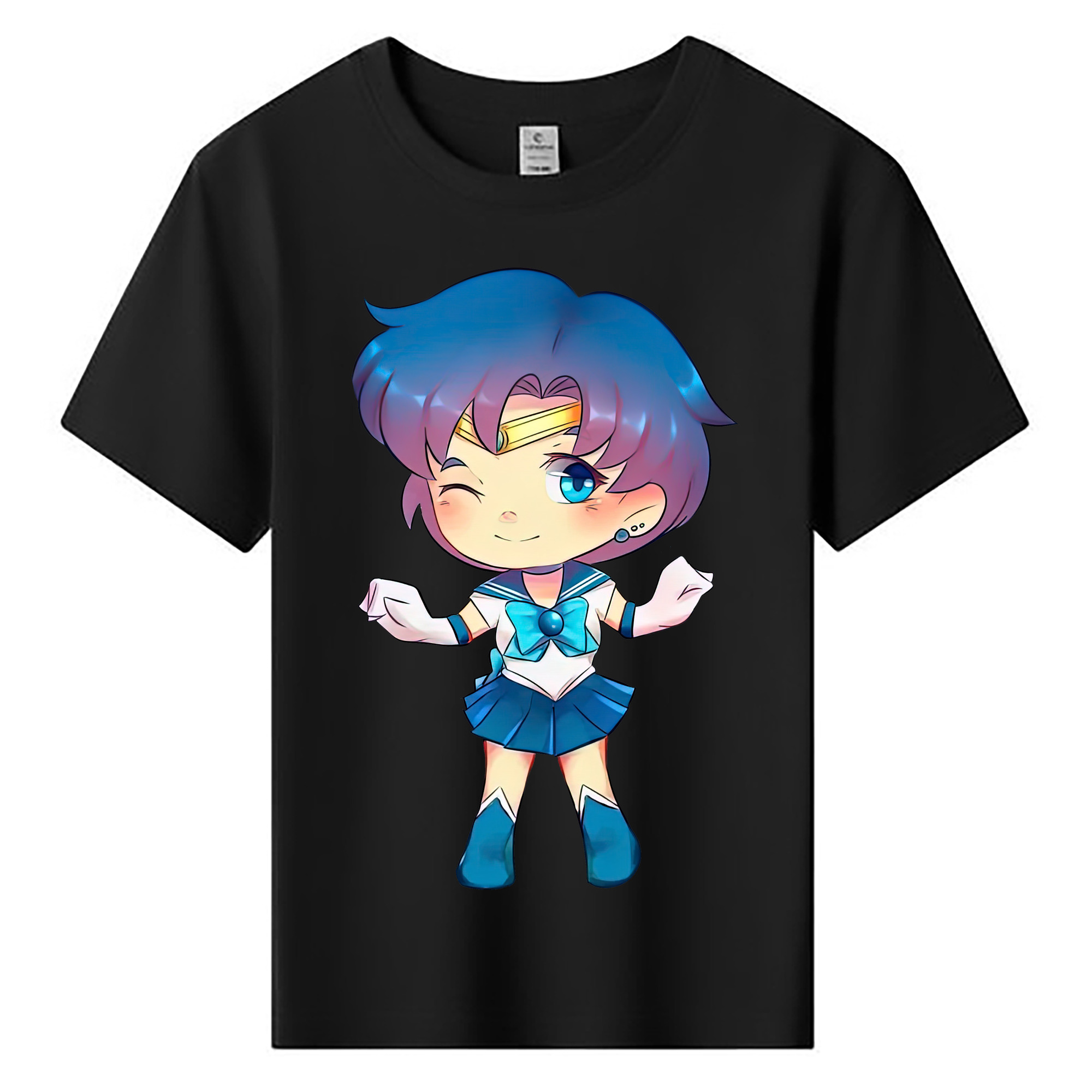 （画像用） 美少女戦士セーラームーン 水野 亜美 みずの あみ Sailor Moon Mizuno Ami 綿100％キッズTシャツ（フロントプリント）