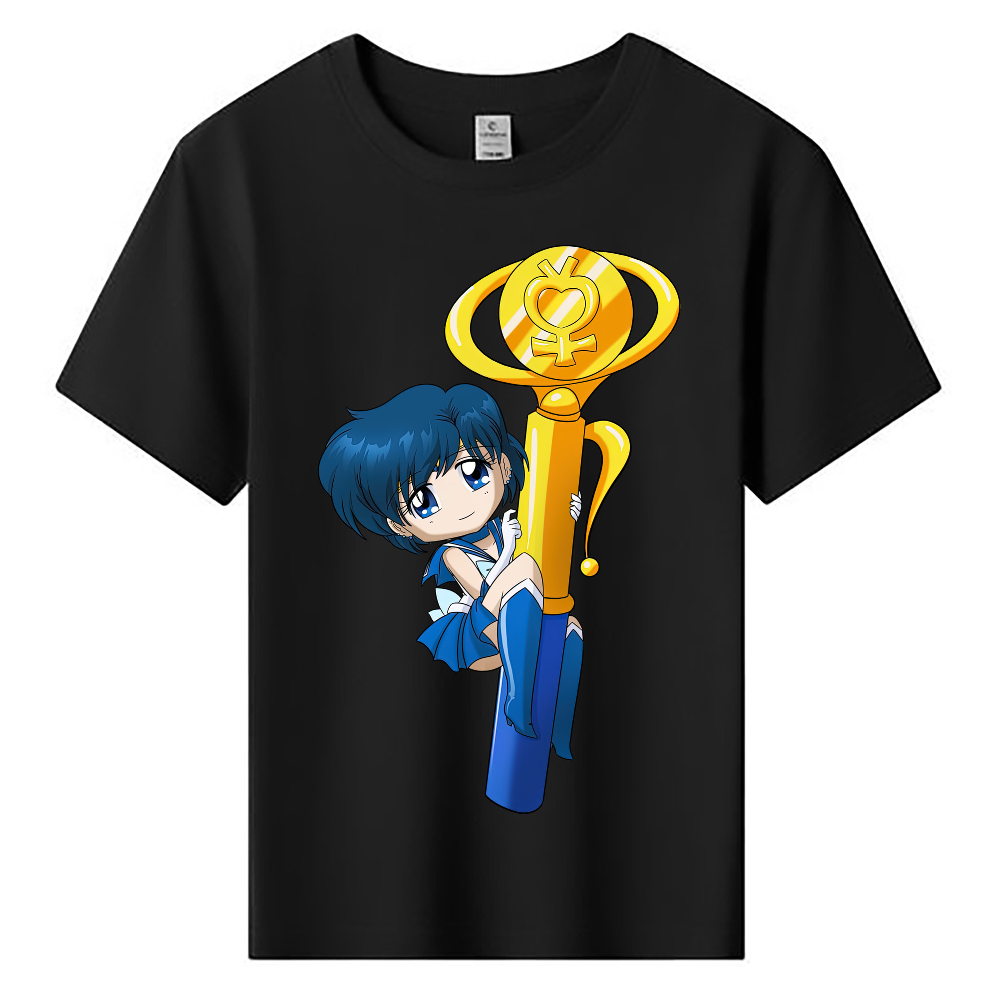 （画像用） 美少女戦士セーラームーン 水野 亜美 みずの あみ Sailor Moon Mizuno Ami 綿100％キッズTシャツ（フロントプリント）