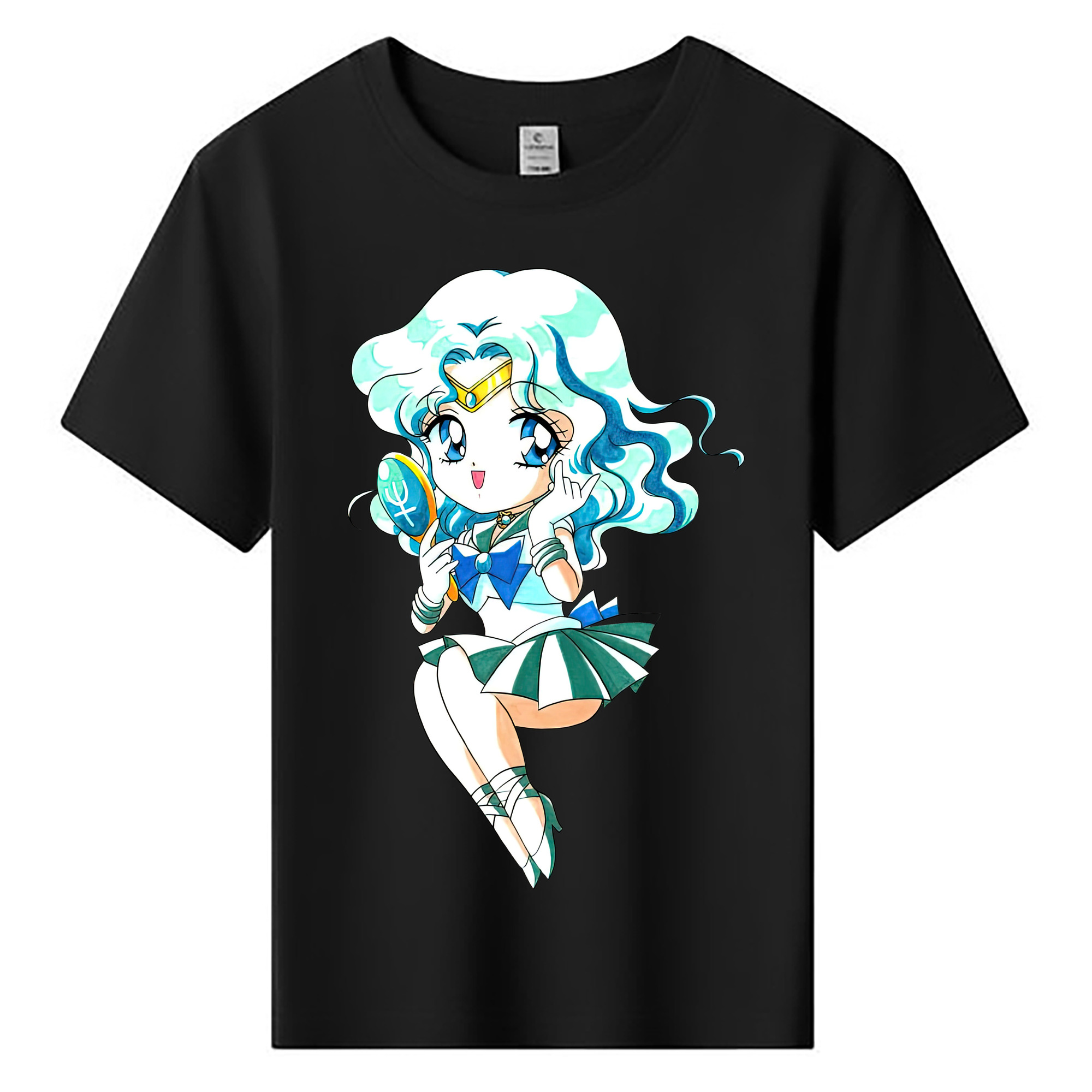 （画像用） 美少女戦士セーラームーン 海王 みちる（かいおう みちる） Sailor Moon Kaiou Michiru 綿100％キッズTシャツ（フロントプリント）