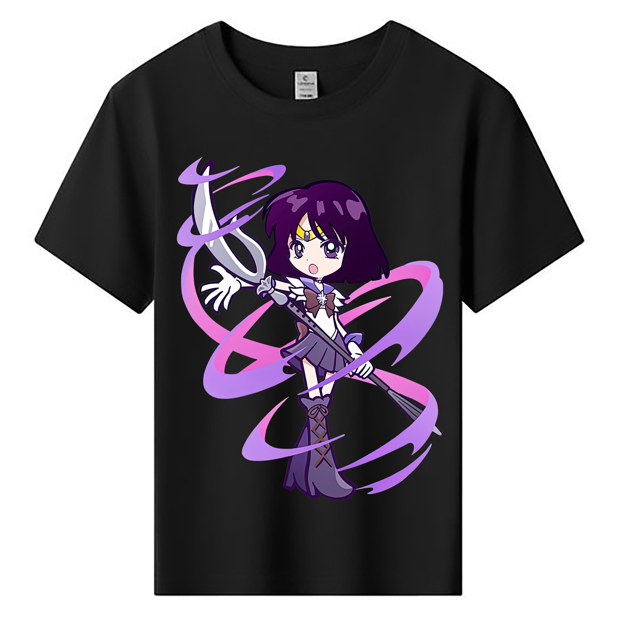 （画像用） 美少女戦士セーラームーン 土萠ほたる Sailor Moon Tomoe Hotaru （セーラーサターン；Sailor Saturn） 綿100％キッズTシャツ（フロントプリント）