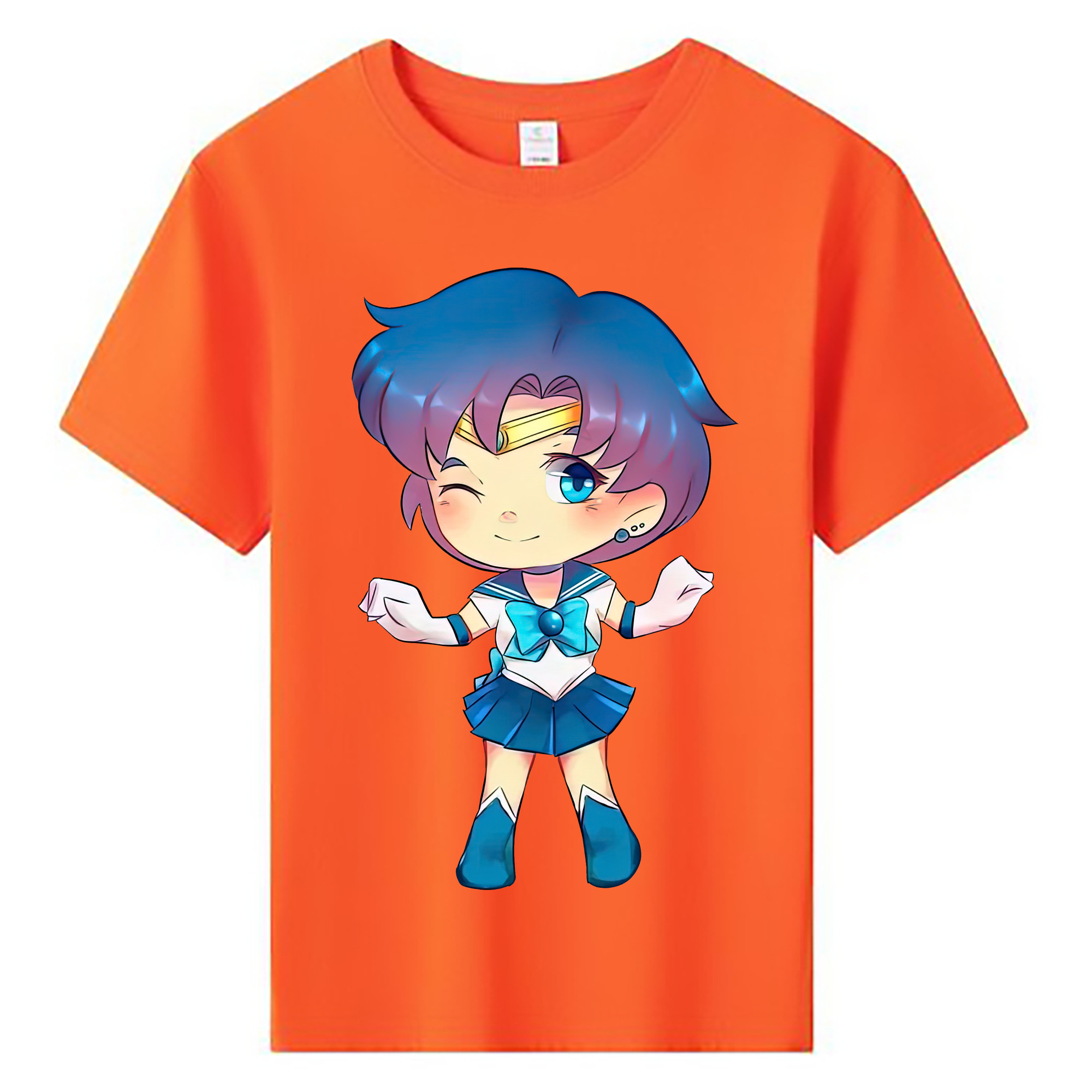 （画像用） 美少女戦士セーラームーン 水野 亜美 みずの あみ Sailor Moon Mizuno Ami 綿100％キッズTシャツ（フロントプリント）