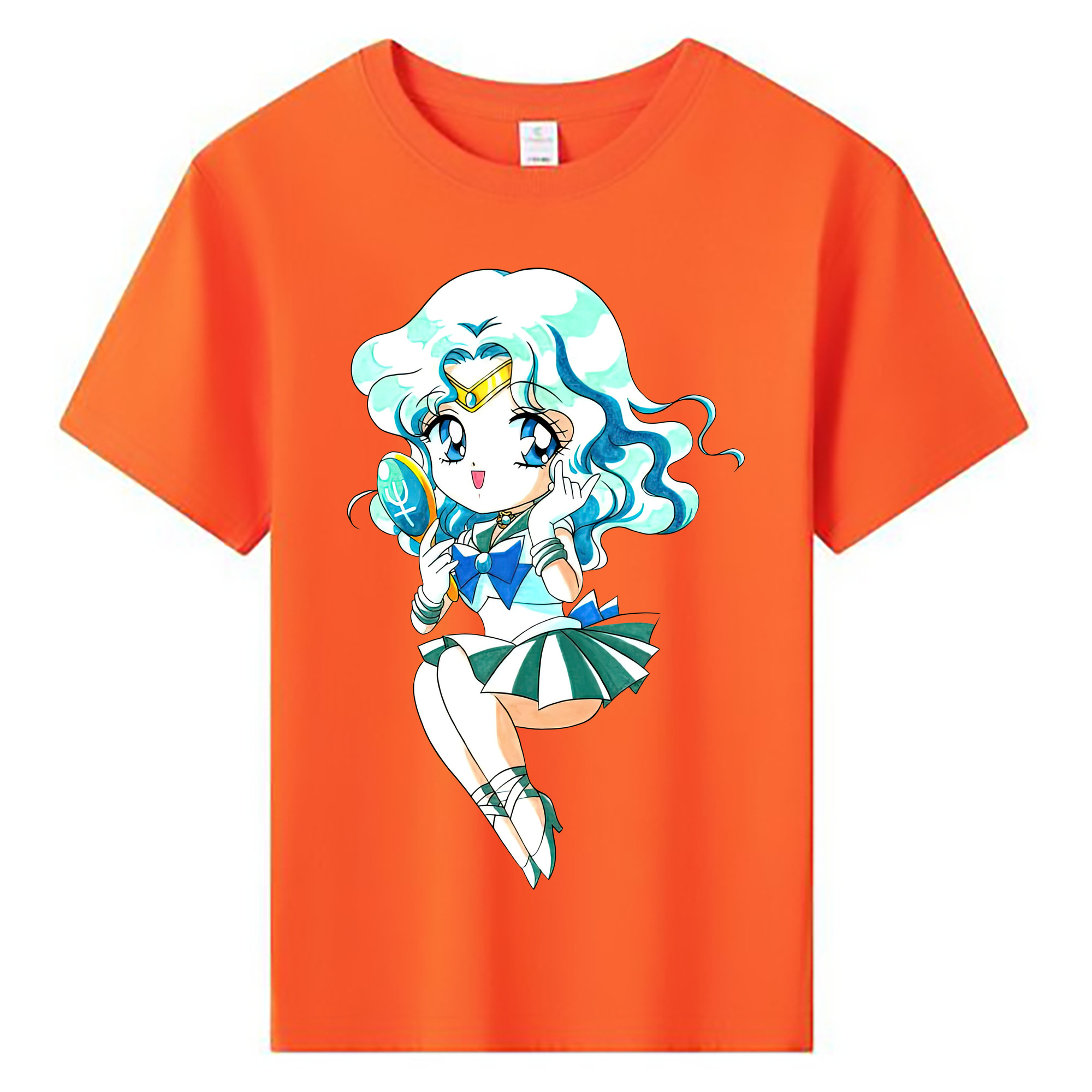 （画像用） 美少女戦士セーラームーン 海王 みちる（かいおう みちる） Sailor Moon Kaiou Michiru 綿100％キッズTシャツ（フロントプリント）