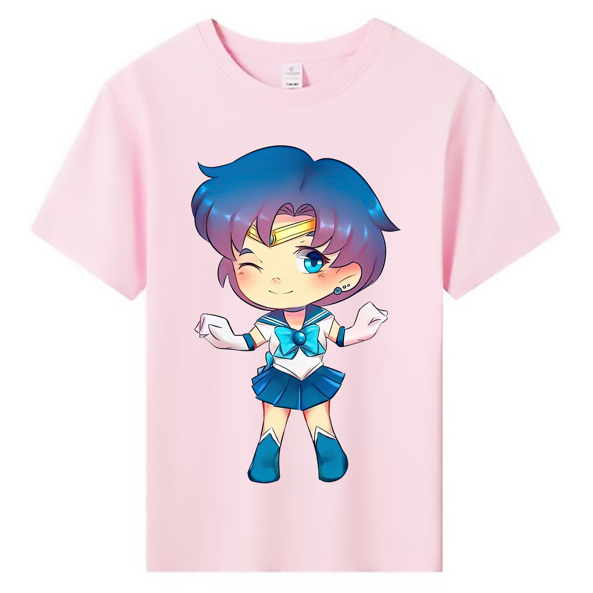 （画像用） 美少女戦士セーラームーン 水野 亜美 みずの あみ Sailor Moon Mizuno Ami 綿100％キッズTシャツ（フロントプリント）
