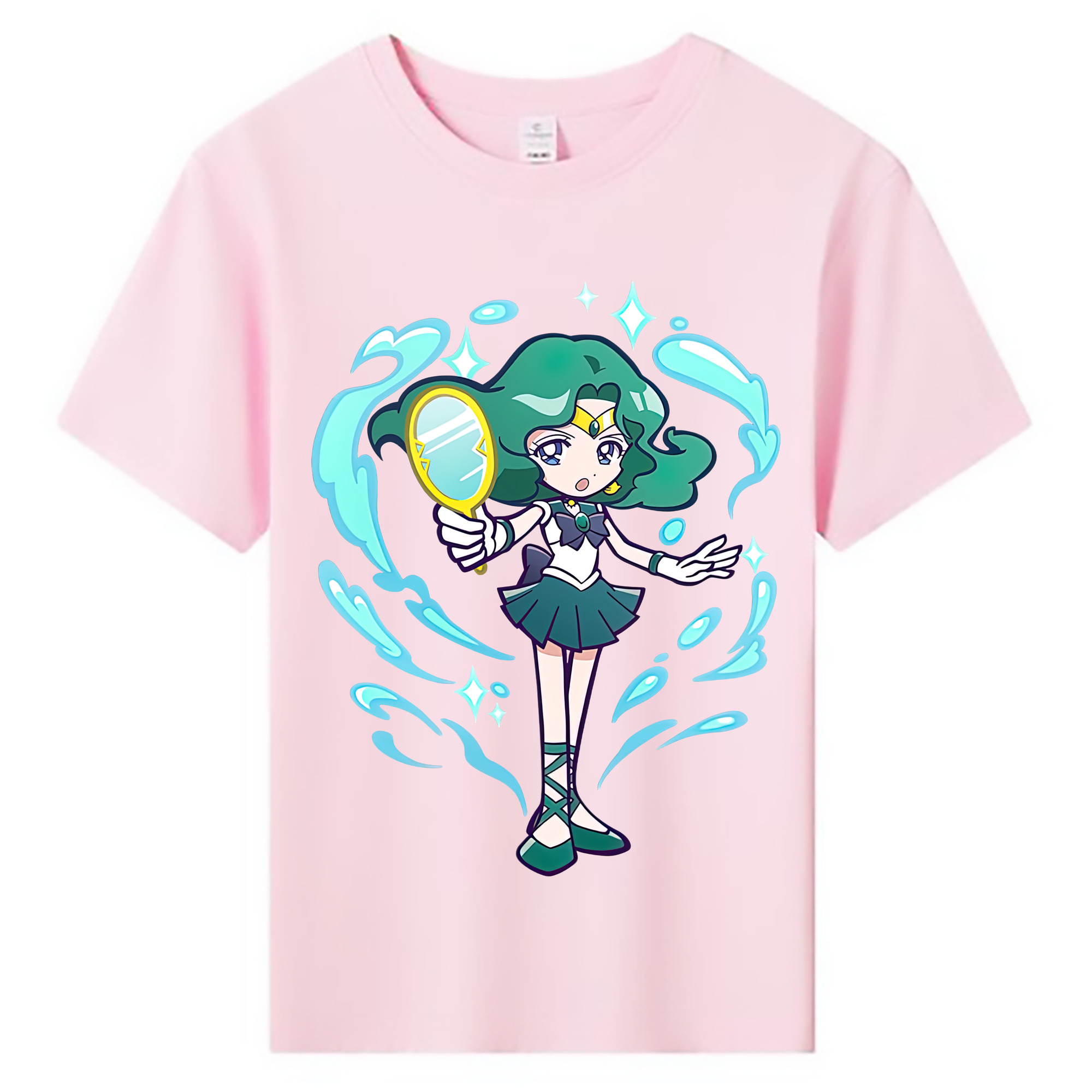 （画像用） 美少女戦士セーラームーン 海王 みちる（かいおう みちる） Sailor Moon Kaiou Michiru 綿100％キッズTシャツ（フロントプリント）