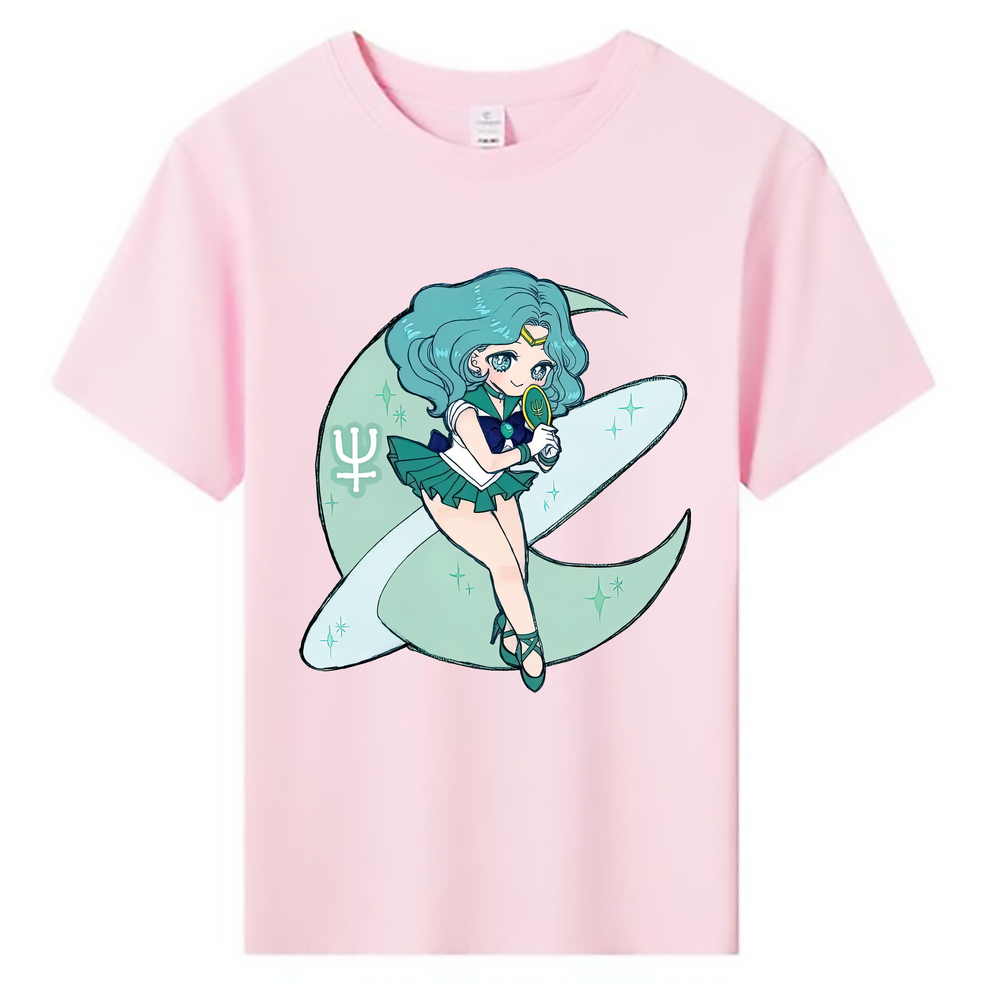 （画像用） 美少女戦士セーラームーン 海王 みちる（かいおう みちる） Sailor Moon Kaiou Michiru 綿100％キッズTシャツ（フロントプリント）