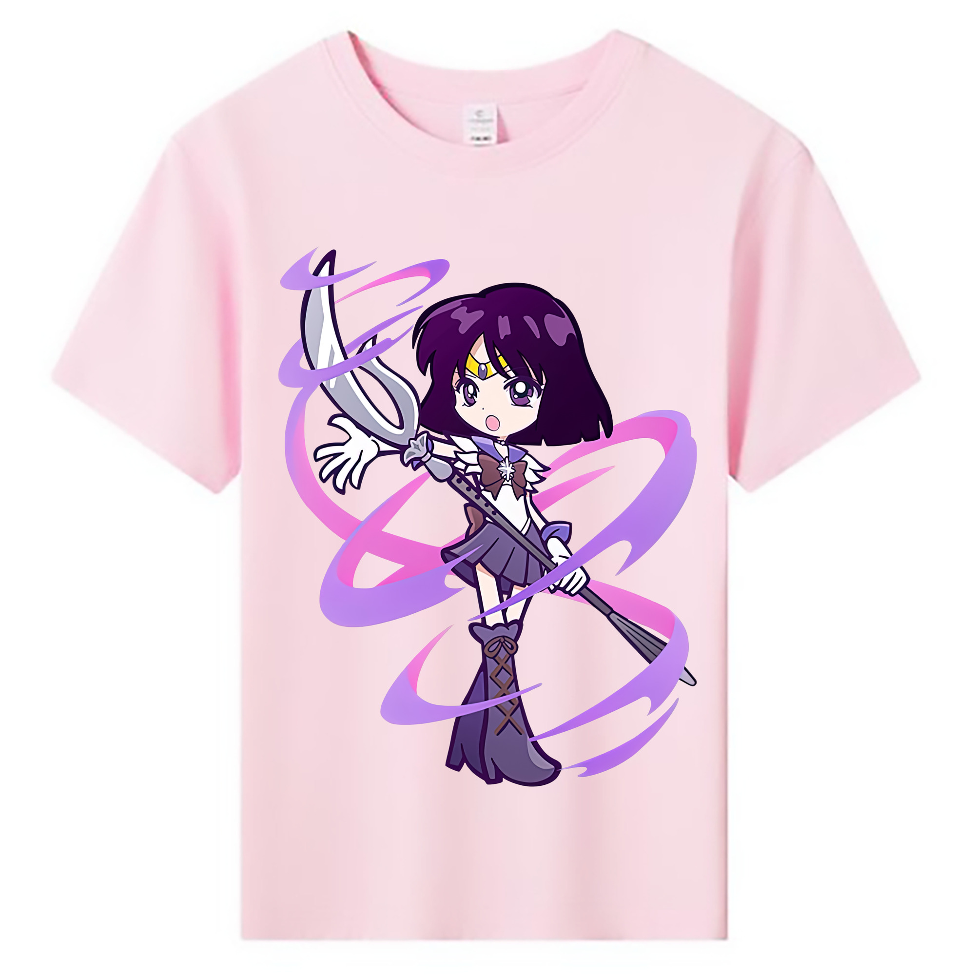 （画像用） 美少女戦士セーラームーン 土萠ほたる Sailor Moon Tomoe Hotaru （セーラーサターン；Sailor Saturn） 綿100％キッズTシャツ（フロントプリント）