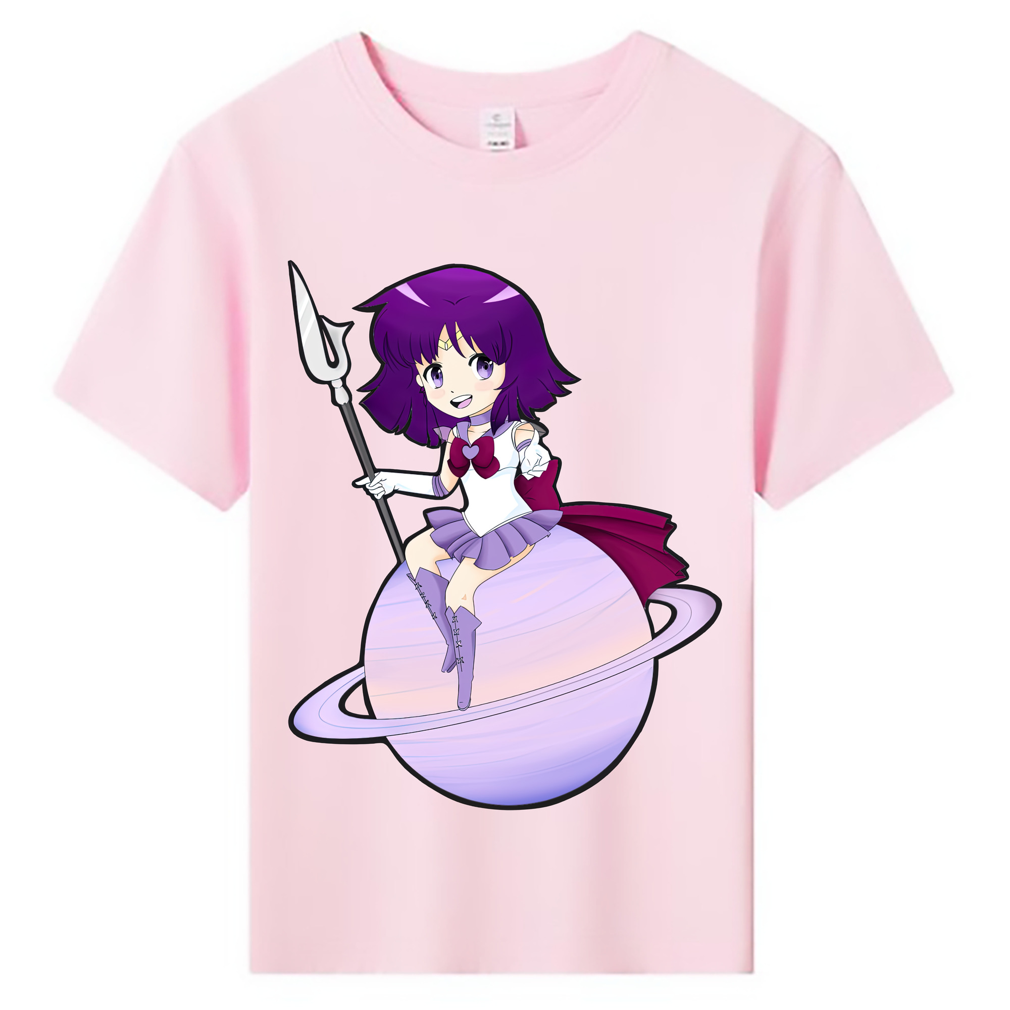 （画像用） 美少女戦士セーラームーン 土萠ほたる Sailor Moon Tomoe Hotaru （セーラーサターン；Sailor Saturn） 綿100％キッズTシャツ（フロントプリント）