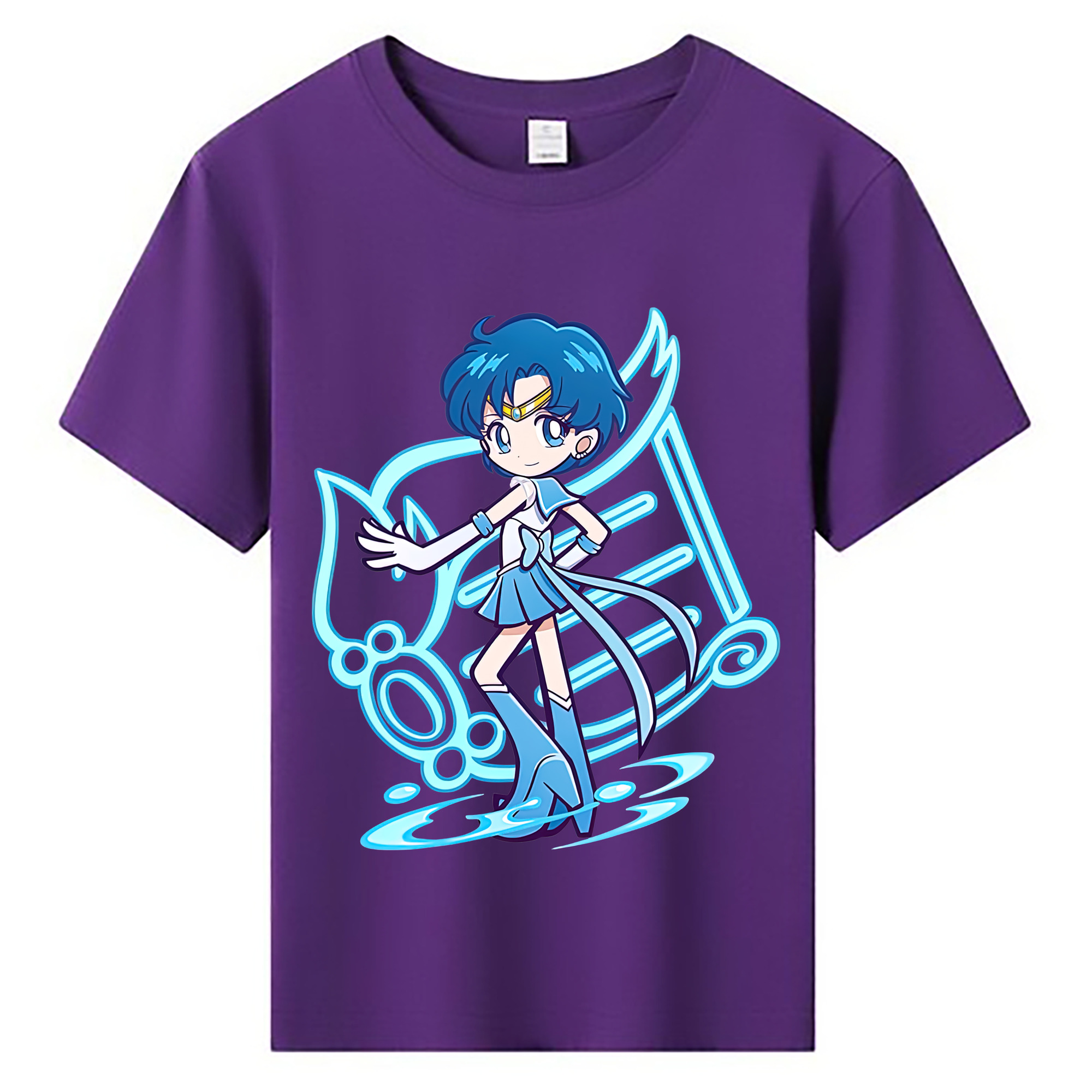 （画像用） 美少女戦士セーラームーン 水野 亜美 みずの あみ Sailor Moon Mizuno Ami 綿100％キッズTシャツ（フロントプリント）
