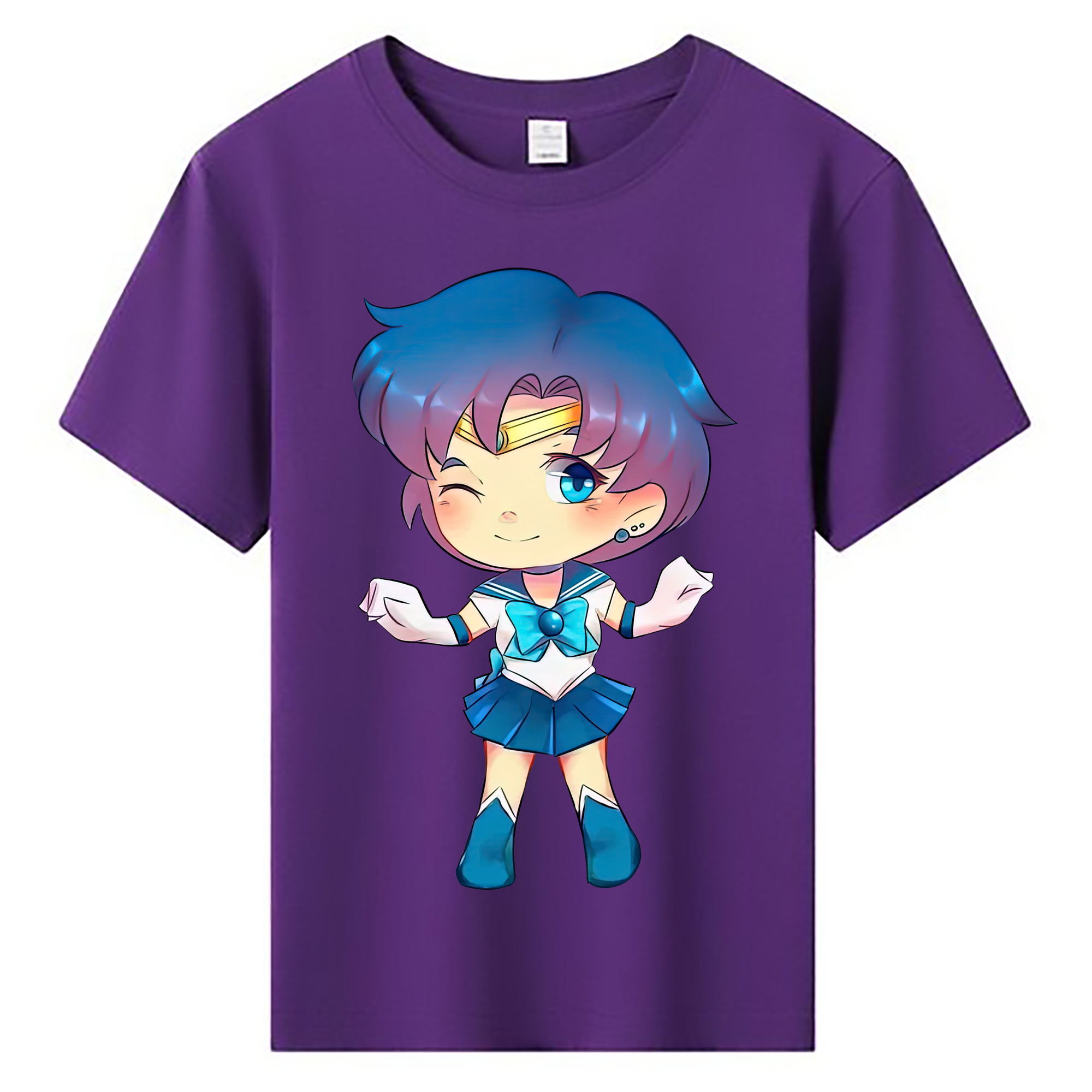 （画像用） 美少女戦士セーラームーン 水野 亜美 みずの あみ Sailor Moon Mizuno Ami 綿100％キッズTシャツ（フロントプリント）