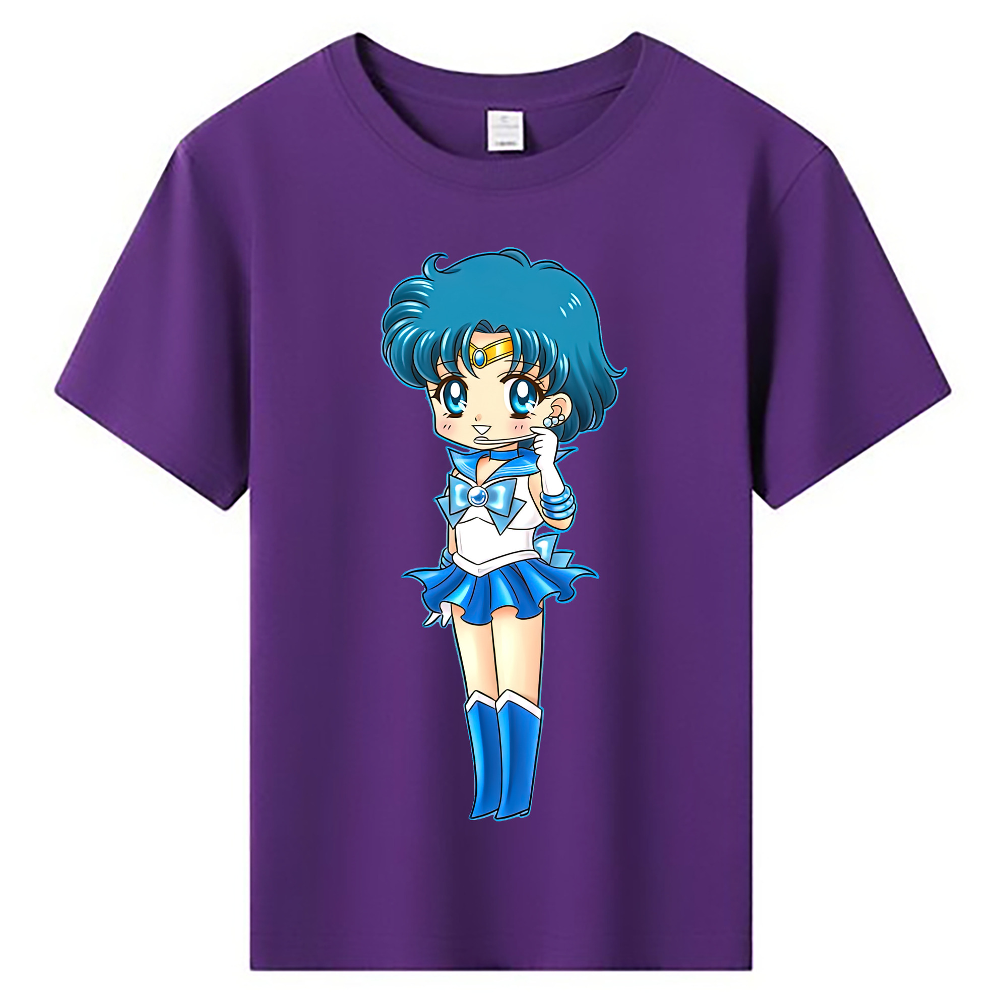 （画像用） 美少女戦士セーラームーン 水野 亜美 みずの あみ Sailor Moon Mizuno Ami 綿100％キッズTシャツ（フロントプリント）