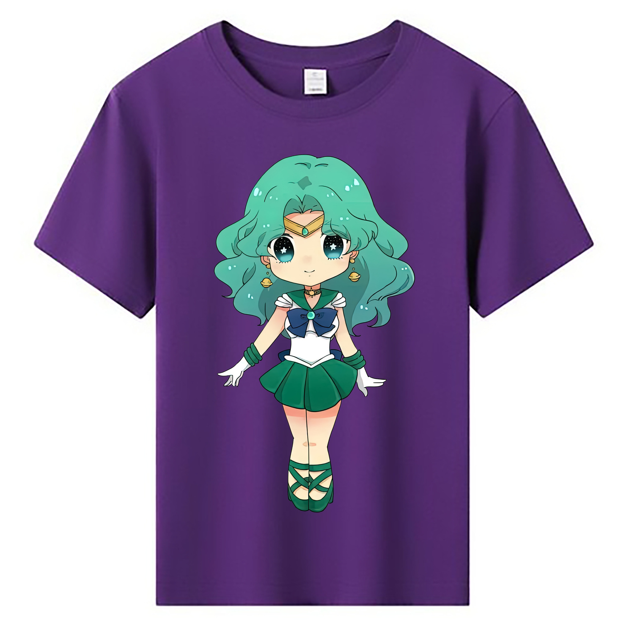 （画像用） 美少女戦士セーラームーン 海王 みちる（かいおう みちる） Sailor Moon Kaiou Michiru 綿100％キッズTシャツ（フロントプリント）